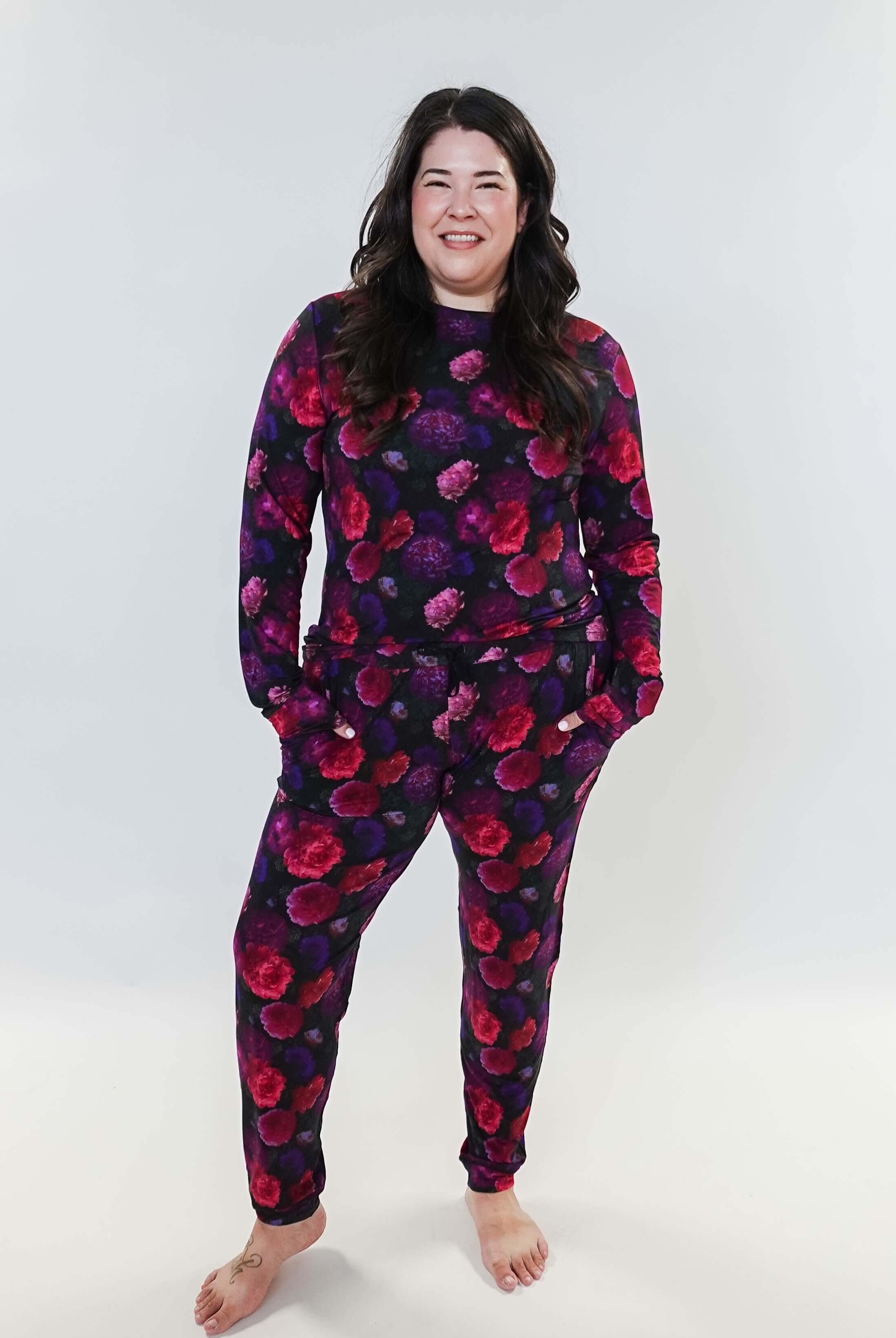 Winter Blossom Long Sleeve Jogger Bamboo PJ Set Women's Bamboo Loungewear Jogger Set Printed Floral GEORGIA RYLAN