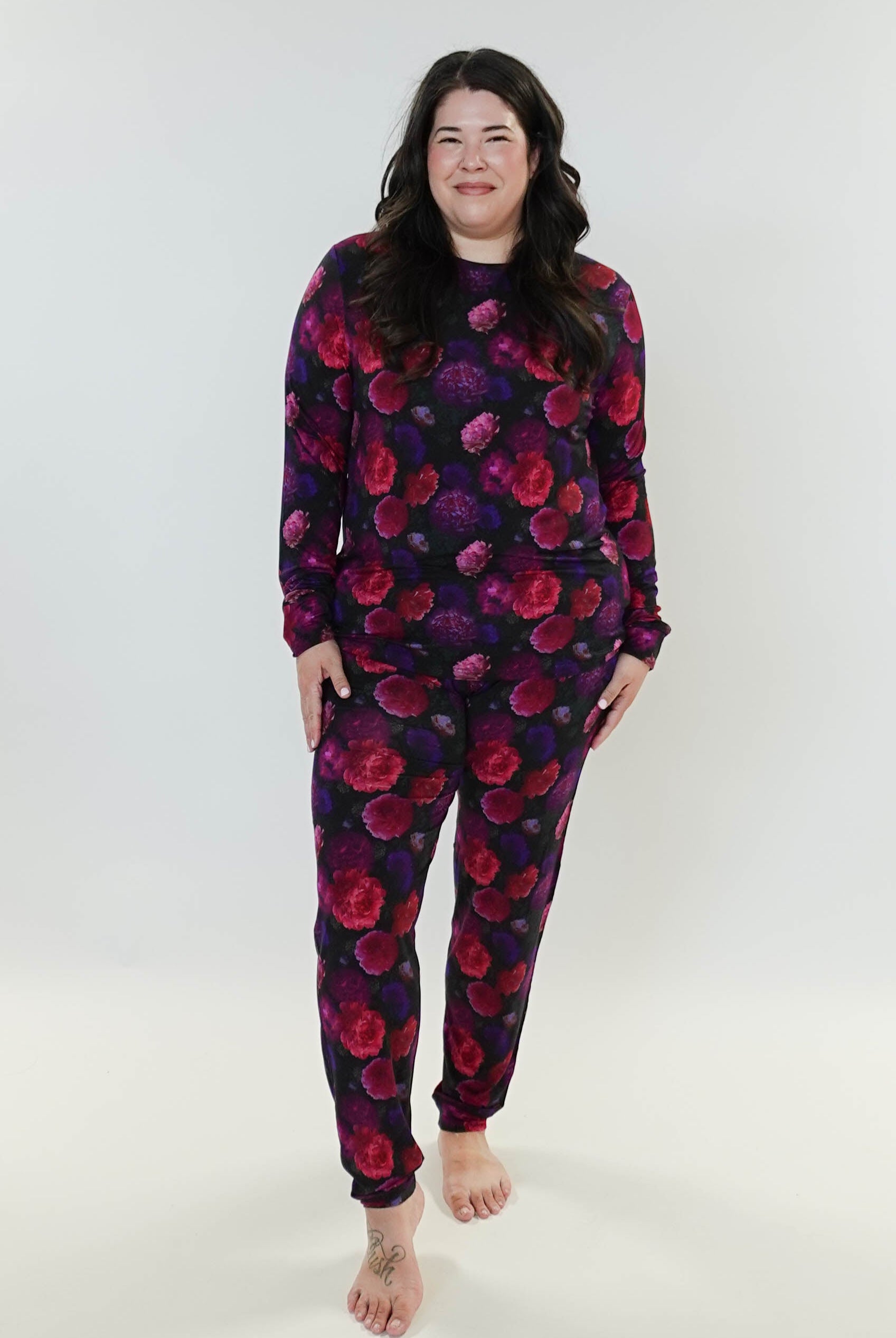 Winter Blossom Long Sleeve Jogger Bamboo PJ Set Women's Bamboo Loungewear Jogger Set Printed Floral GEORGIA RYLAN