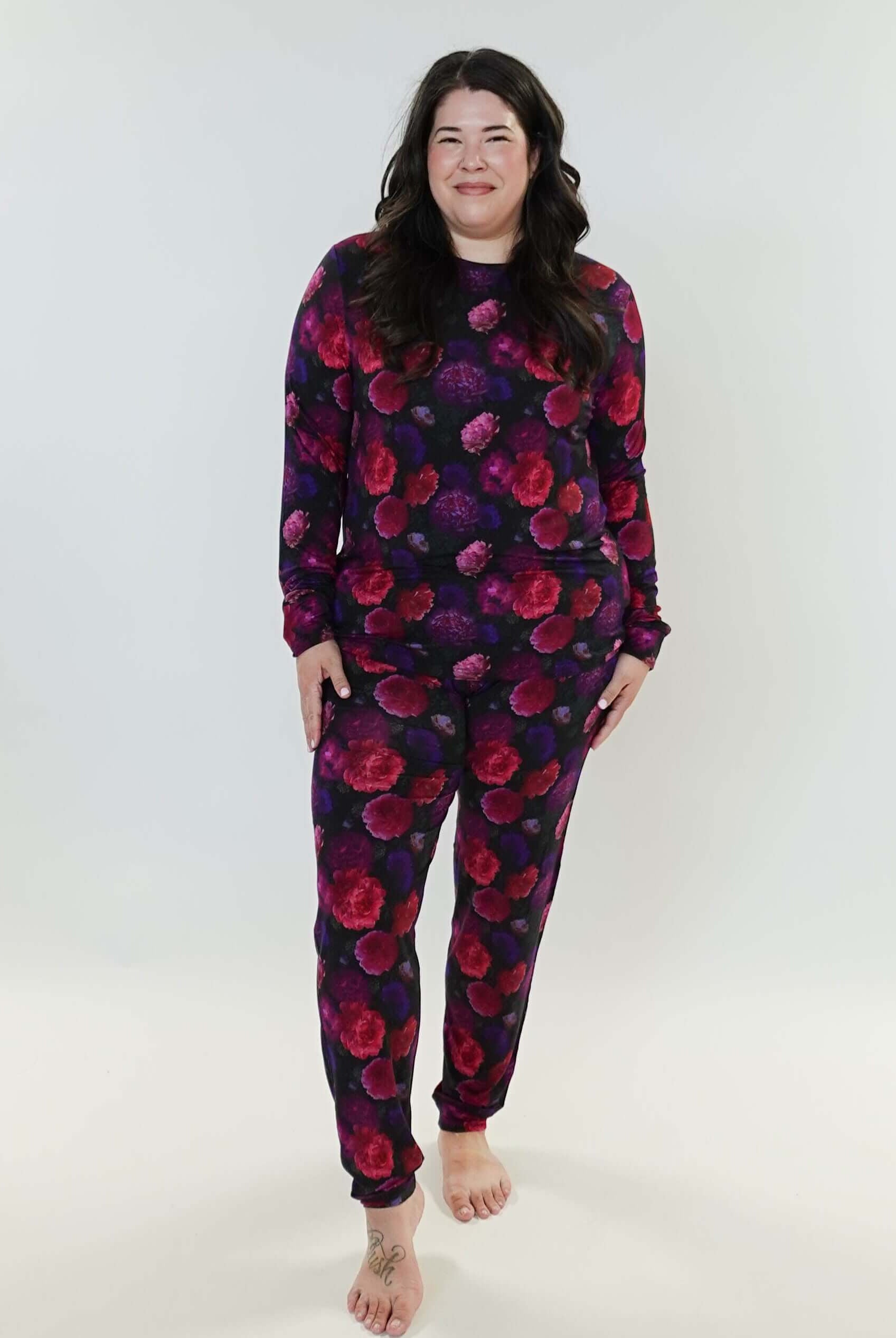 Winter Blossom Long Sleeve Jogger Bamboo PJ Set Women's Bamboo Loungewear Jogger Set Printed Floral GEORGIA RYLAN