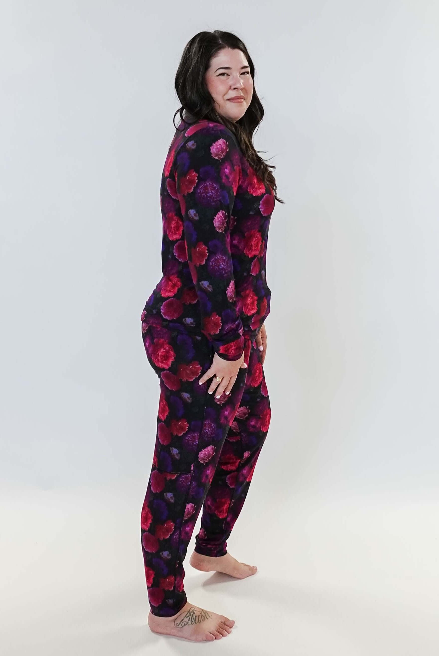 Winter Blossom Long Sleeve Jogger Bamboo PJ Set Women's Bamboo Loungewear Jogger Set Printed Floral GEORGIA RYLAN