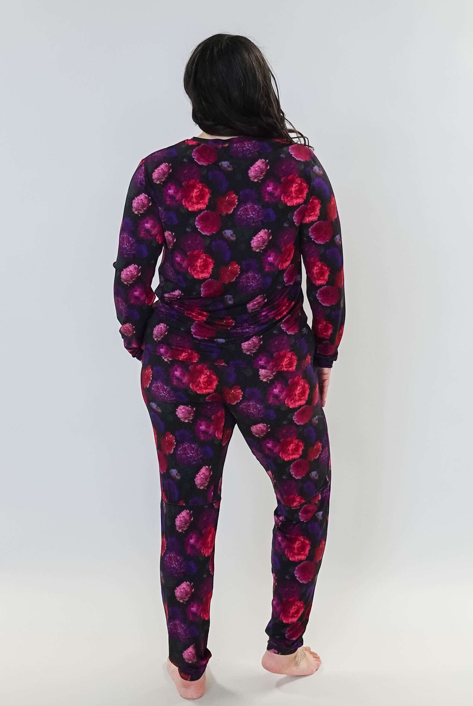 Winter Blossom Long Sleeve Jogger Bamboo PJ Set showcasing back