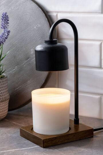 Candle Warmers Etc. Arched Lamp Black and Wood styled in kitchen — Cloud Nine Pajamas