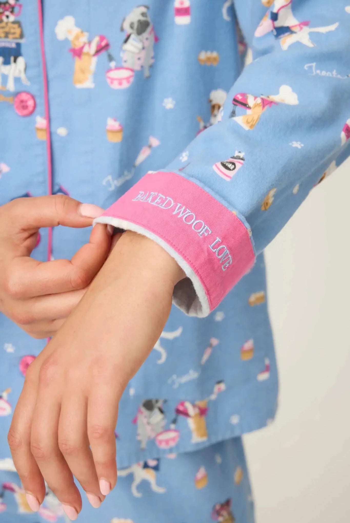 Baked Woof Love Dog Print 3 - Piece Flannel PJ Set | PJ SALVAGE - PJ Salvage - Cloud Nine Pajamas