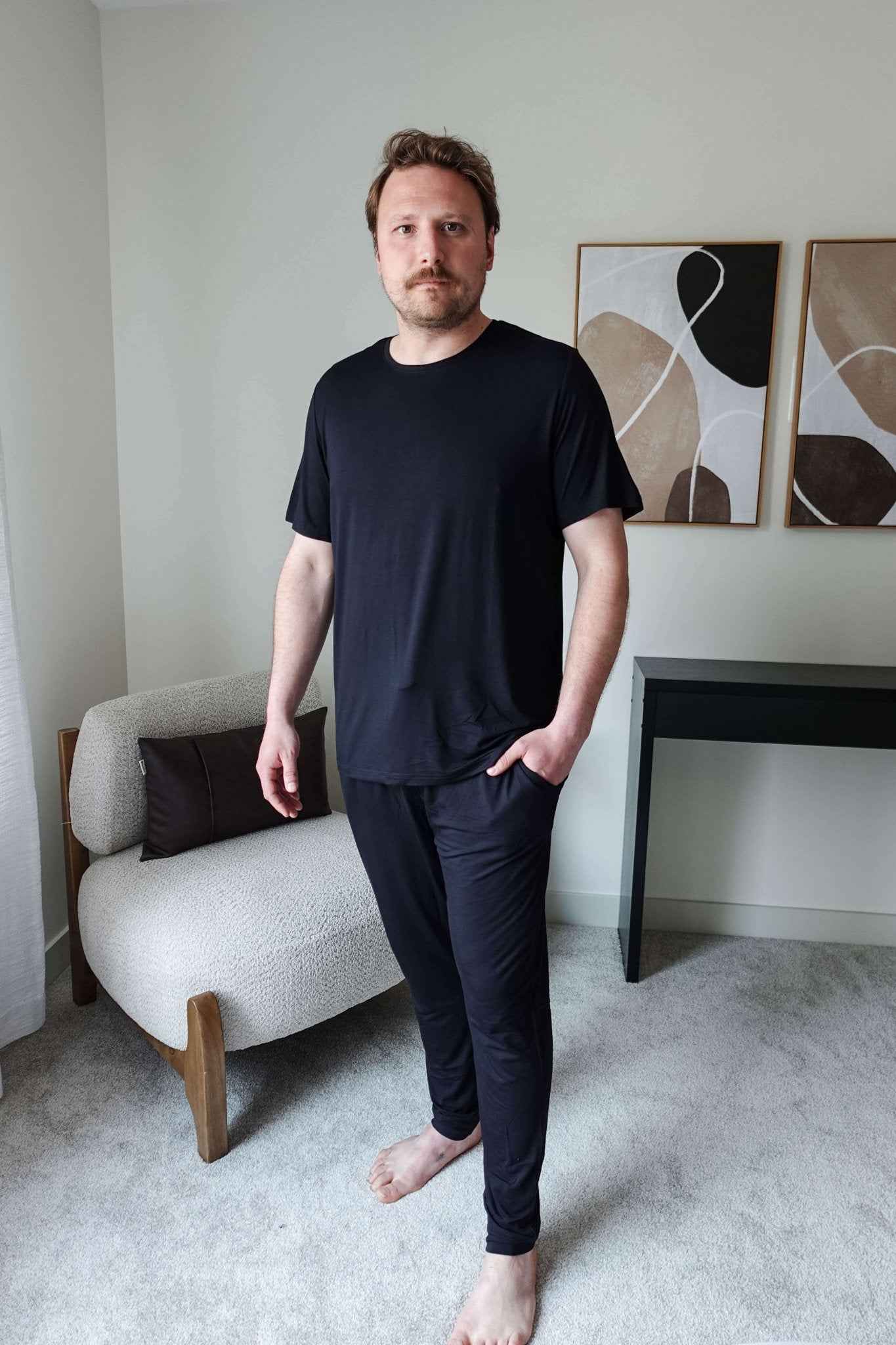 Bob's Sleepwear Co. Men's Bamboo Cooling Short Sleeve Sleep Tee in Black