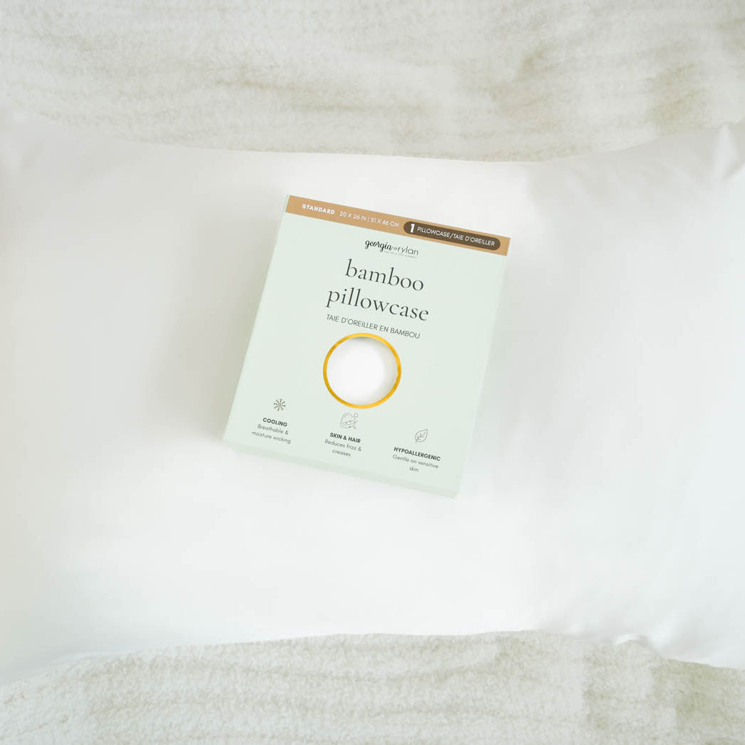 Georgia Rylan Bamboo Pillowcase Standard size white OEKO-TEX certified — Cloud Nine Pajamas Edmonton