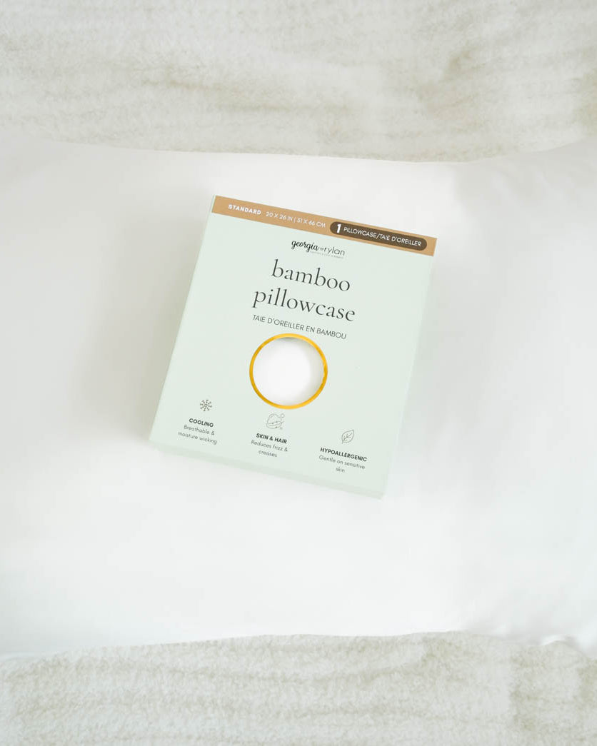 Georgia Rylan Bamboo Pillowcase Standard size white OEKO-TEX certified — Cloud Nine Pajamas Edmonton