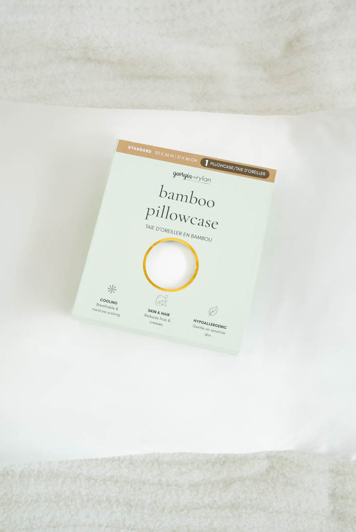 Georgia Rylan Bamboo Pillowcase Standard size white OEKO-TEX certified — Cloud Nine Pajamas Edmonton