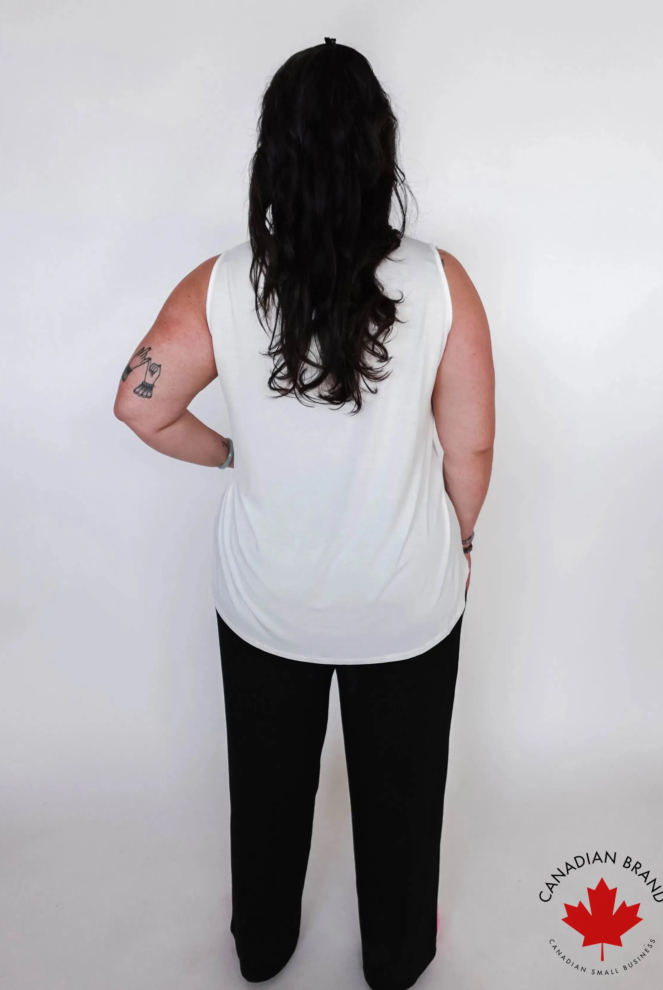Essential Basic Bamboo Wide Strap Tank Top | Georgia Rylan back view