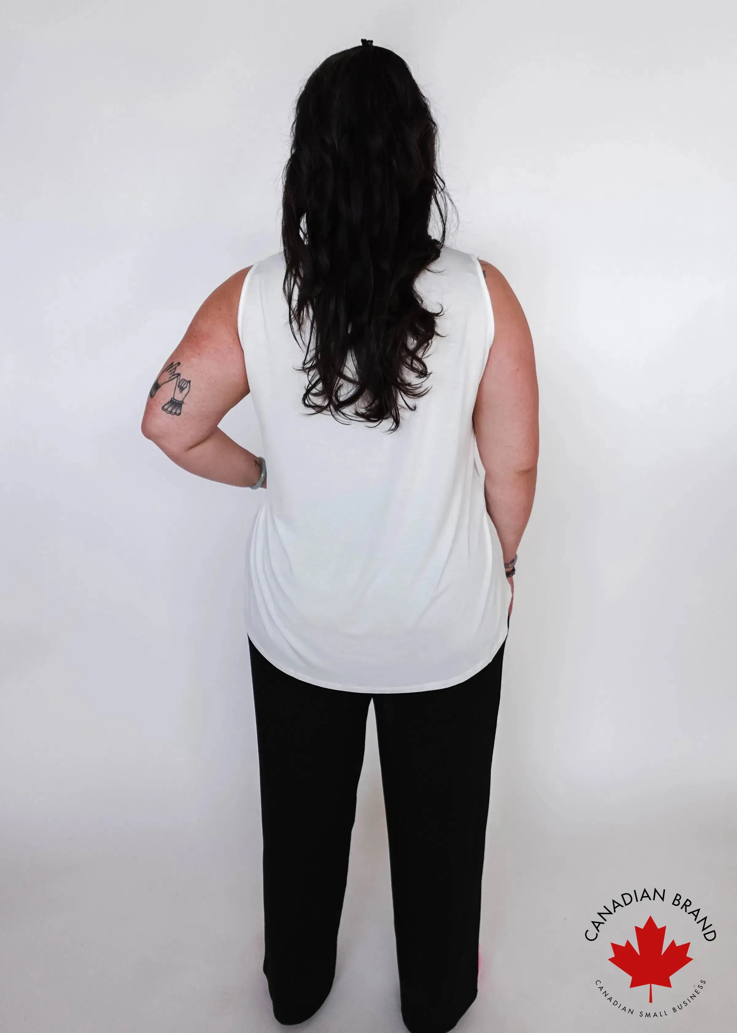 Essential Basic Bamboo Wide Strap Tank Top | Georgia Rylan back view