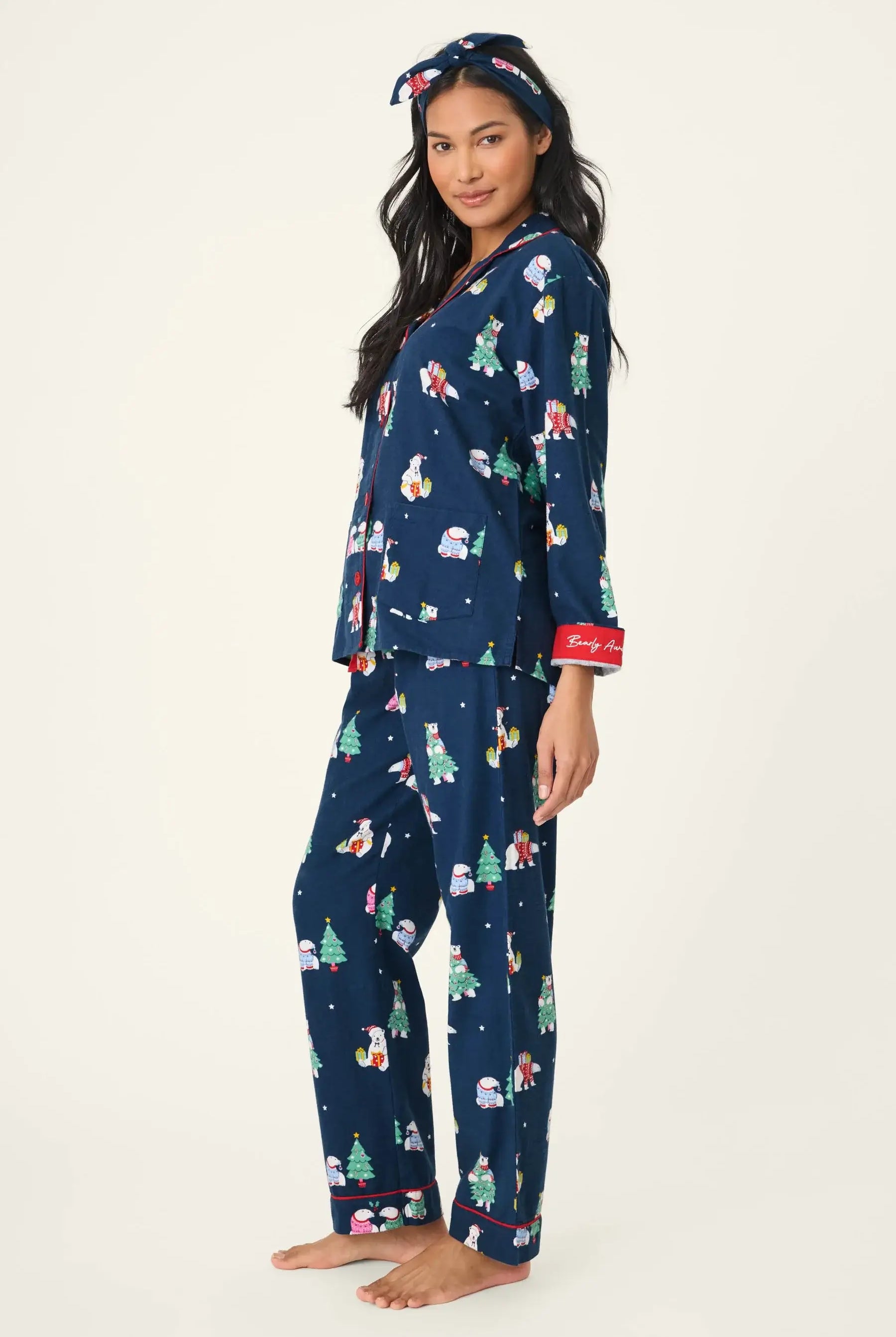 Bearly Awake 3-Piece Flannel PJ Set | Polar Bear Print & Headband PJ Salvage Canada