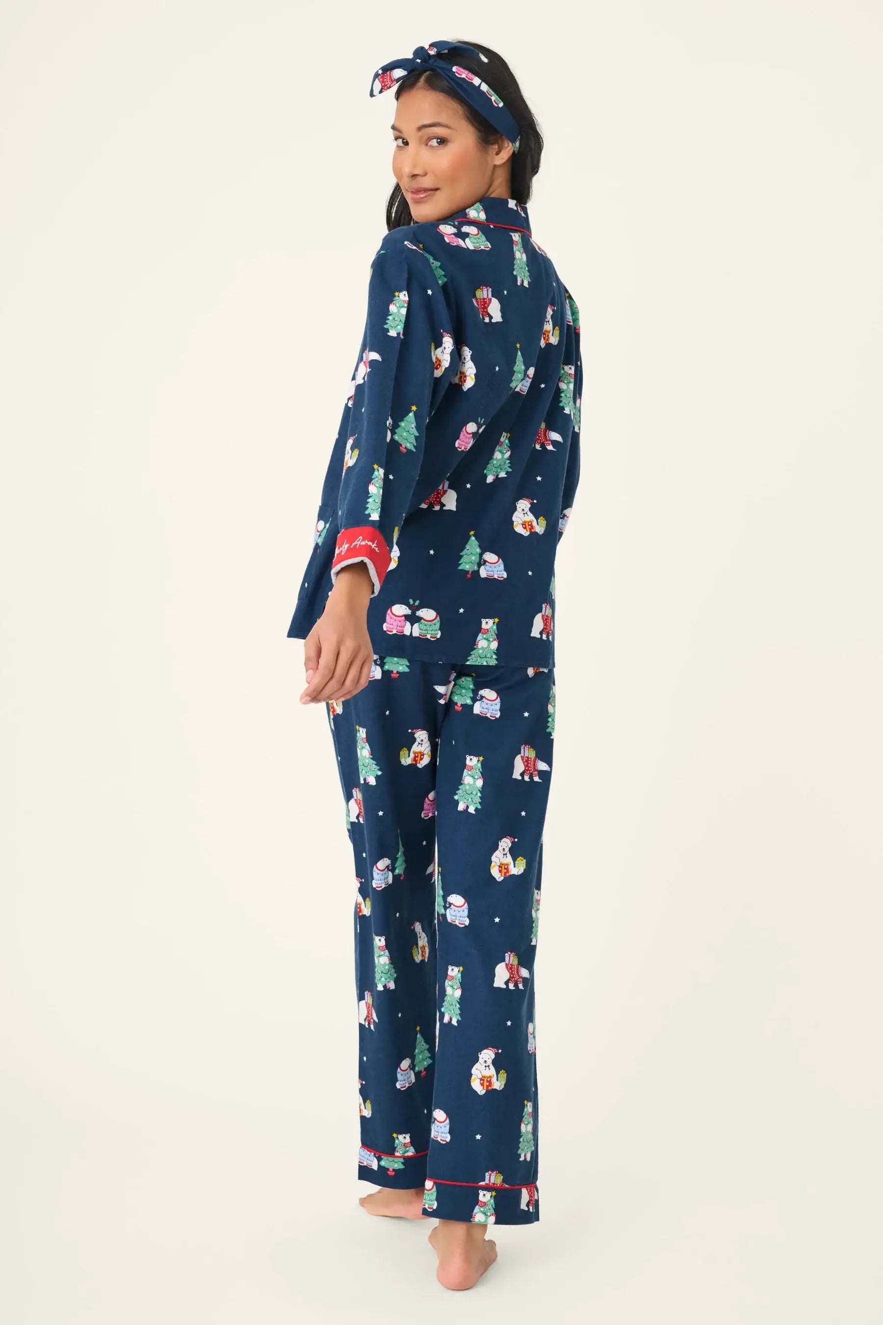 Bearly Awake 3-Piece Flannel PJ Set | Polar Bear Print & Headband PJ Salvage Canada