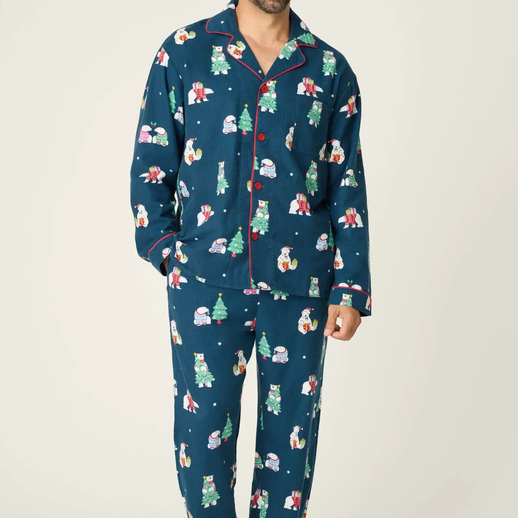 Bearly Awake Men's Flannel PJ Set | Holiday Bear Print | PJ Salvage