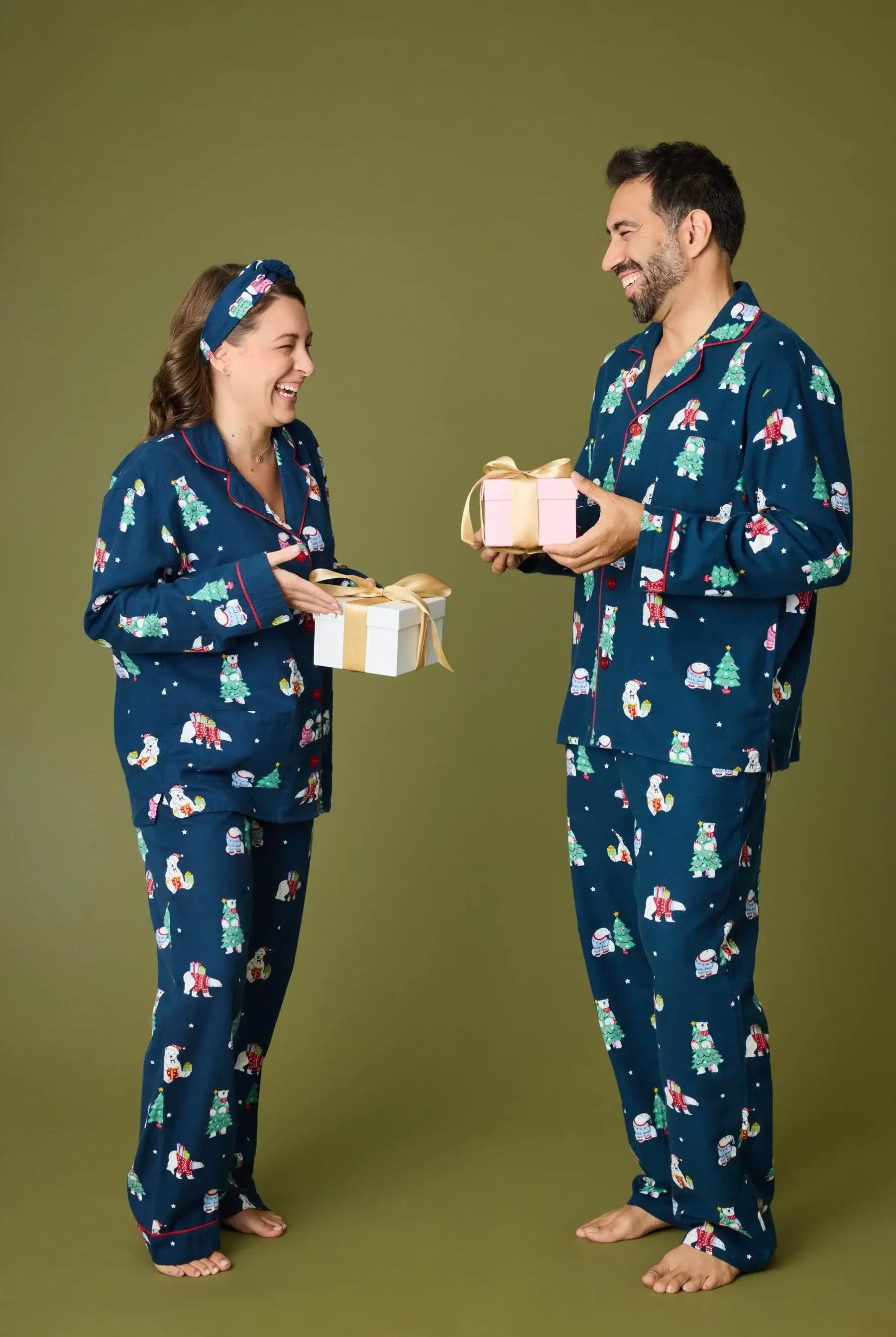 Bearly Awake Men's and Ladies Flannel PJ Set | Holiday Bear Print | PJ Salvage