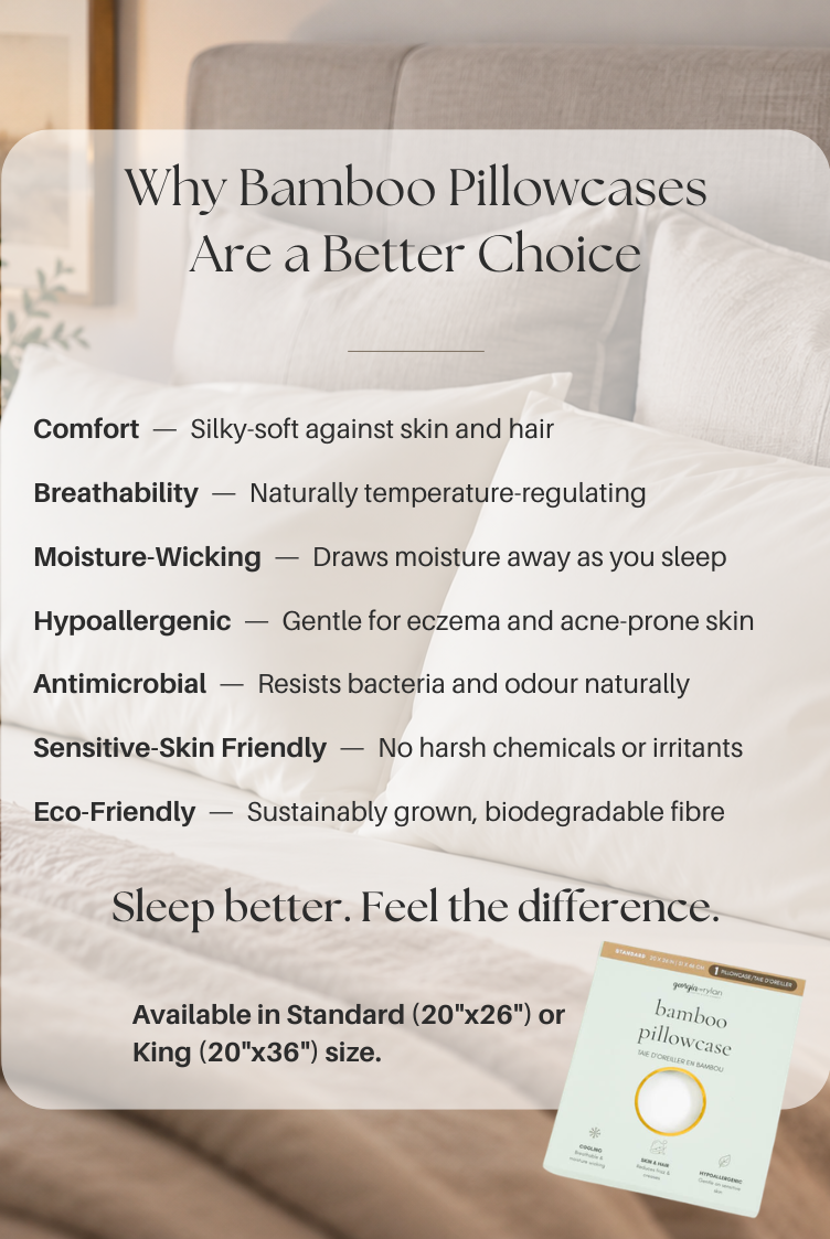 Georgia Rylan Bamboo Pillowcase benefits graphic cooling moisture-wicking — Cloud Nine Pajamas