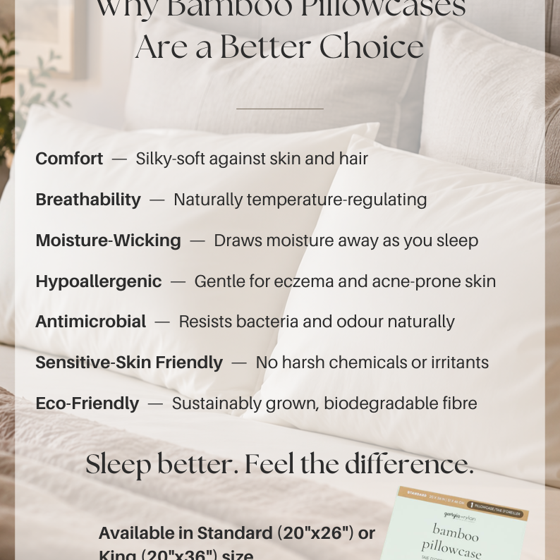 Georgia Rylan Bamboo Pillowcase benefits graphic cooling moisture-wicking — Cloud Nine Pajamas