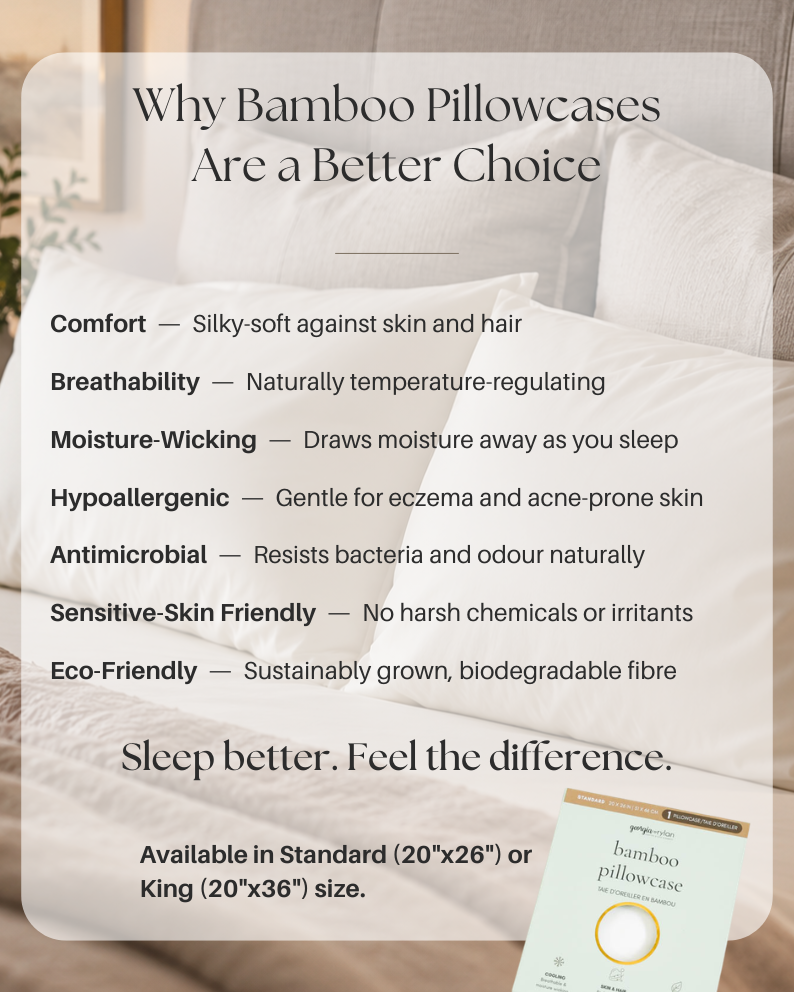 Georgia Rylan Bamboo Pillowcase benefits graphic cooling moisture-wicking — Cloud Nine Pajamas