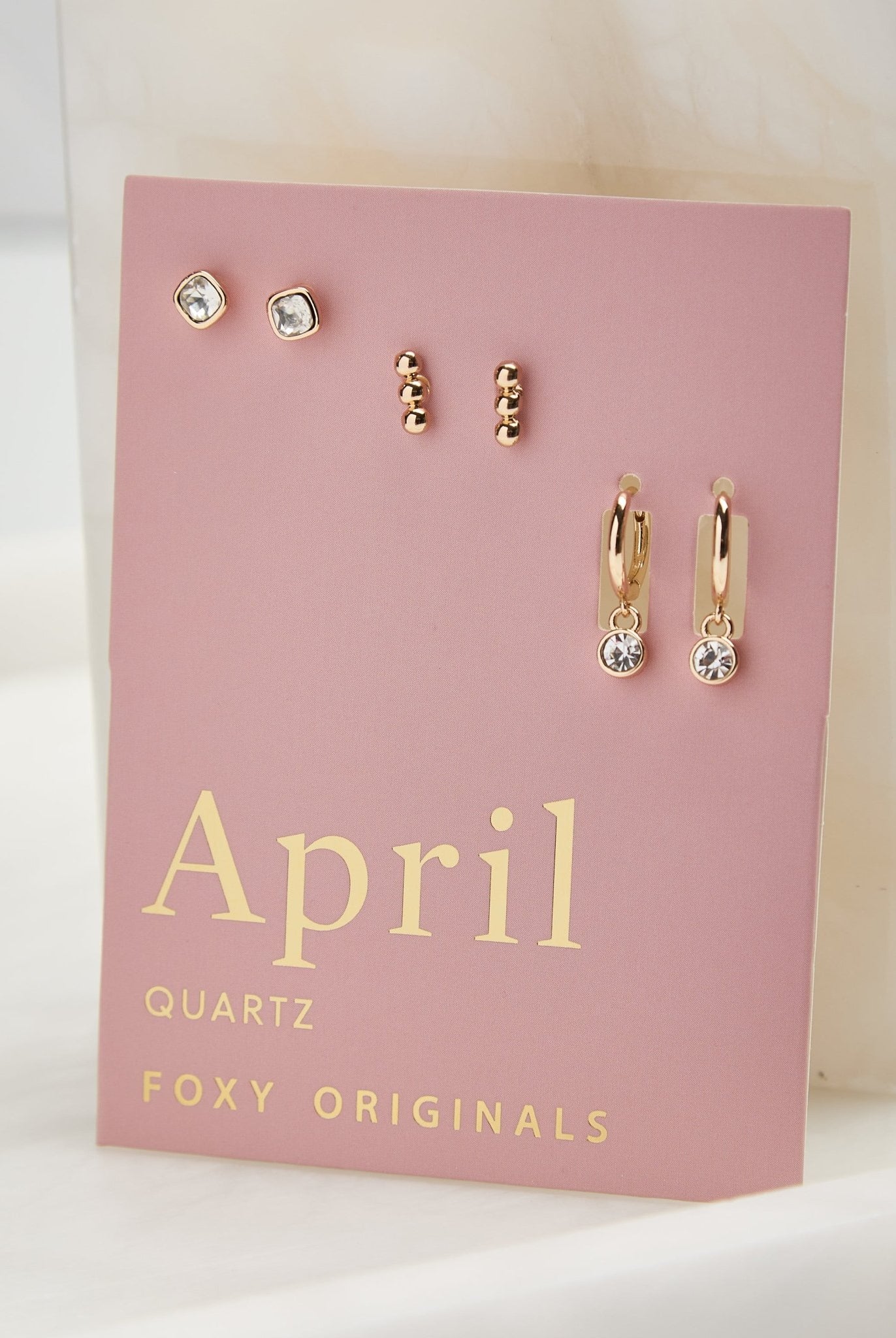 Foxy Originals Birthstone Earrings Gold huggie hoop and stud set — Cloud Nine Pajamas