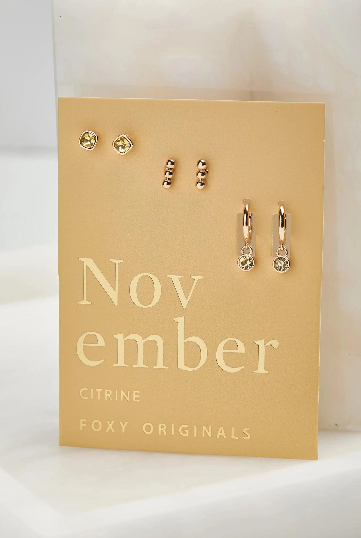 Foxy Originals Birthstone Earrings Gold huggie hoop and stud set — Cloud Nine Pajamas
