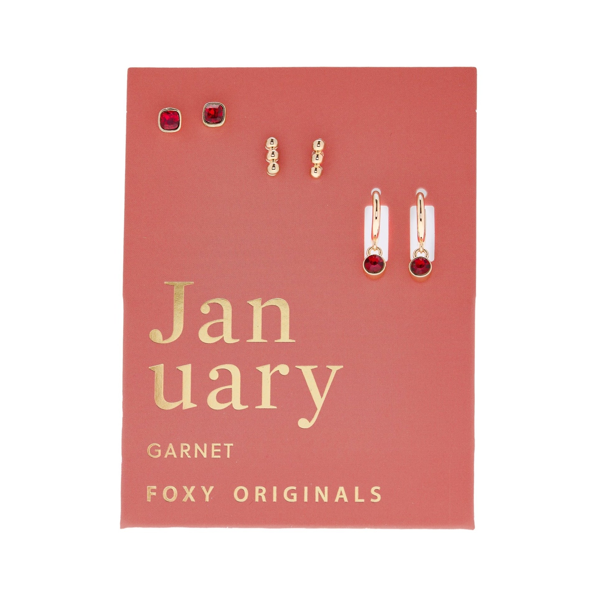 Foxy Originals Birthstone Earrings Gold huggie hoop and stud set — Cloud Nine Pajamas