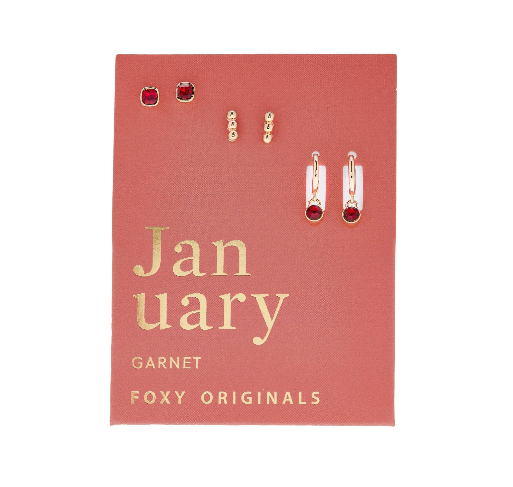 Foxy Originals Birthstone Earrings Gold huggie hoop and stud set — Cloud Nine Pajamas