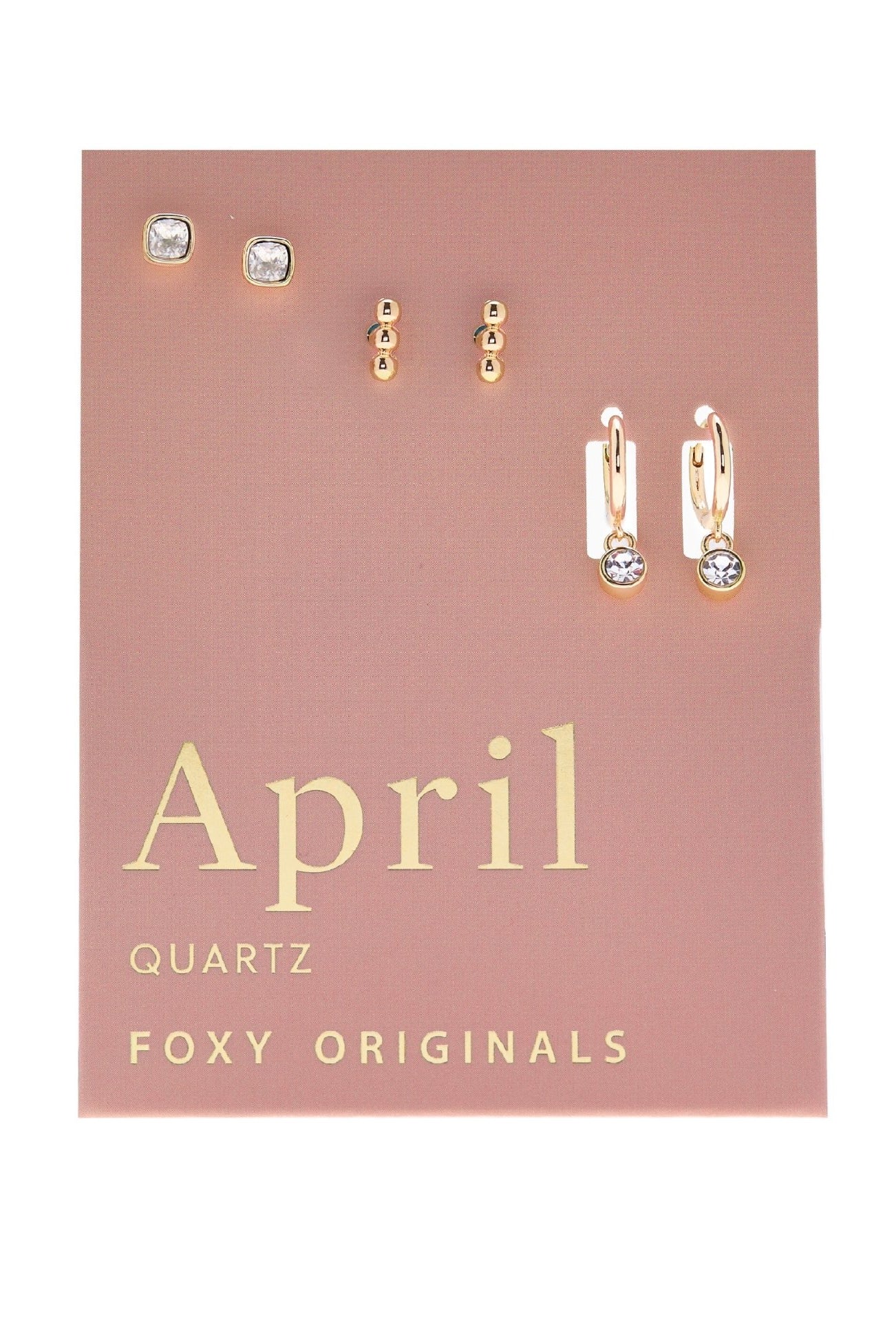 Foxy Originals Birthstone Earrings Gold huggie hoop and stud set — Cloud Nine Pajamas