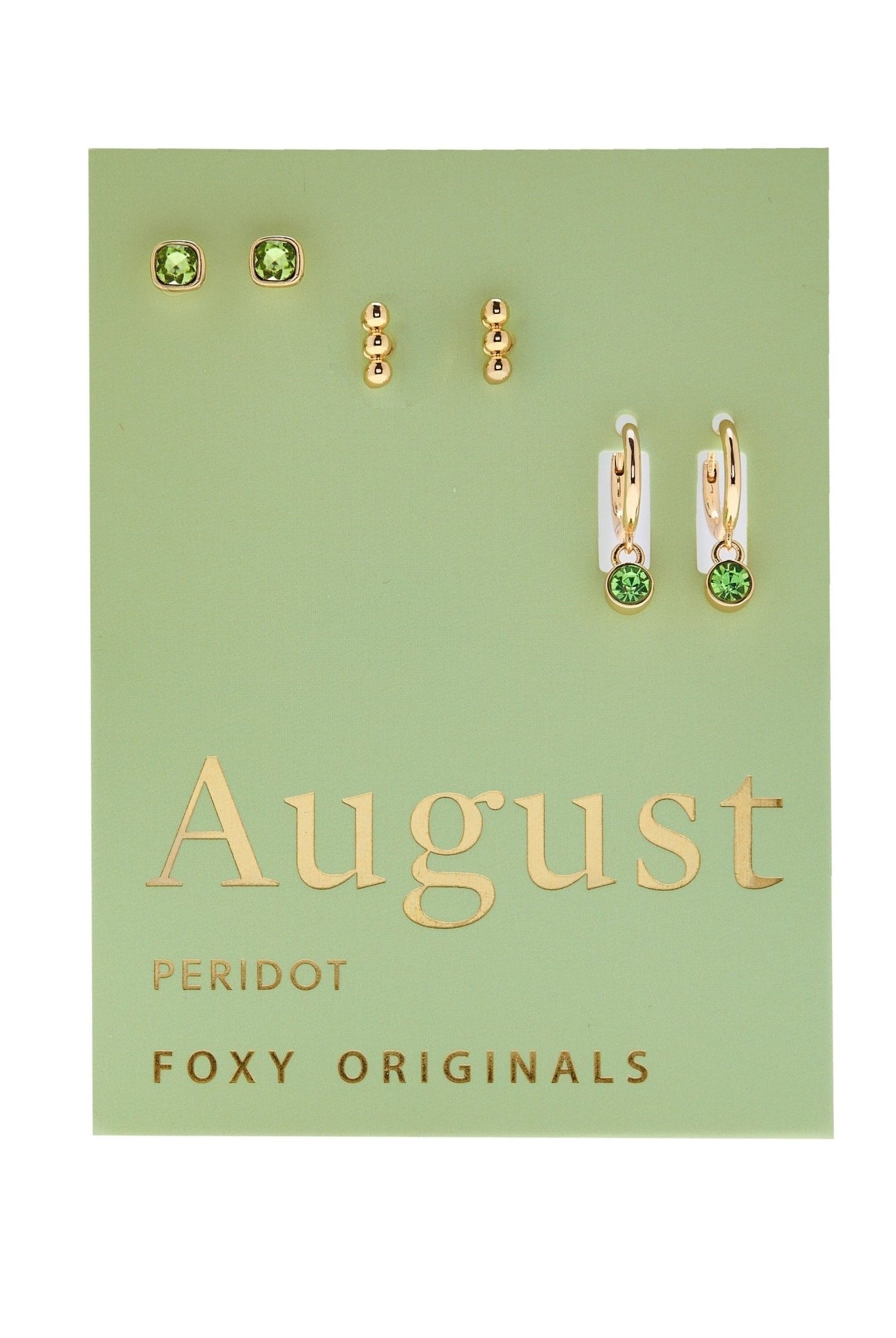 Foxy Originals Birthstone Earrings Gold huggie hoop and stud set — Cloud Nine Pajamas