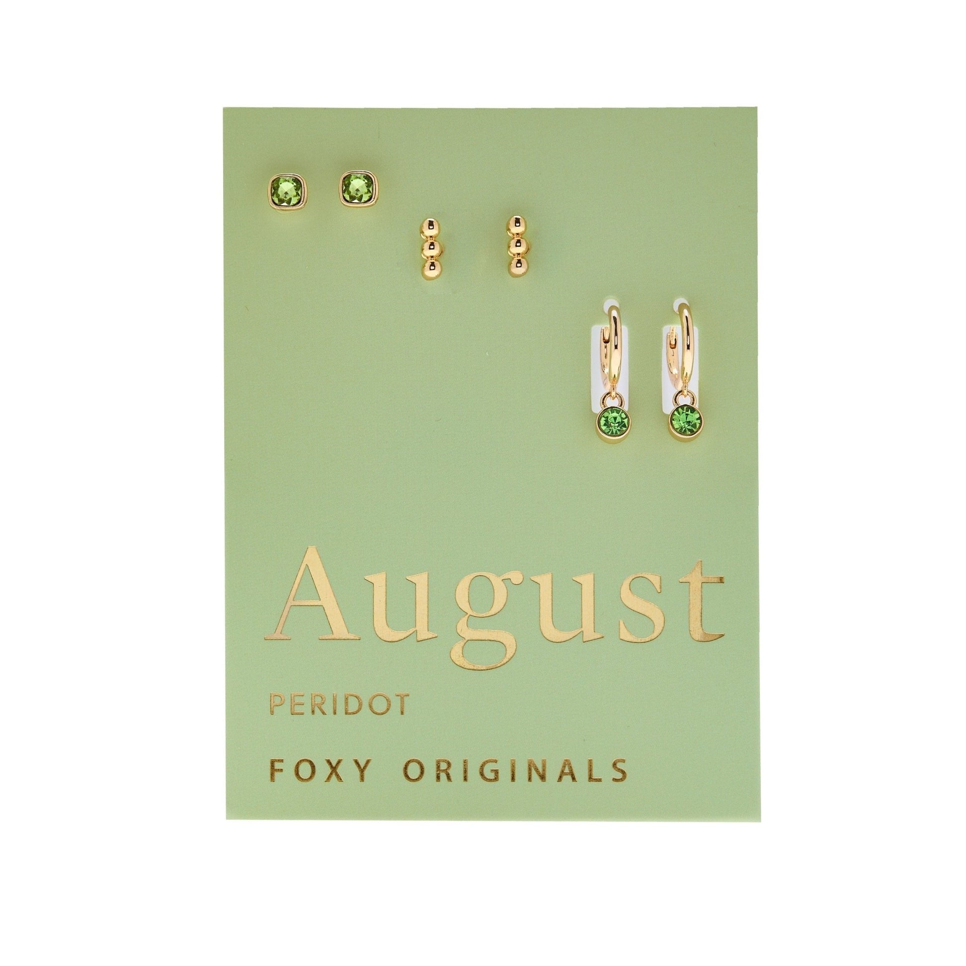 Foxy Originals Birthstone Earrings Gold huggie hoop and stud set — Cloud Nine Pajamas