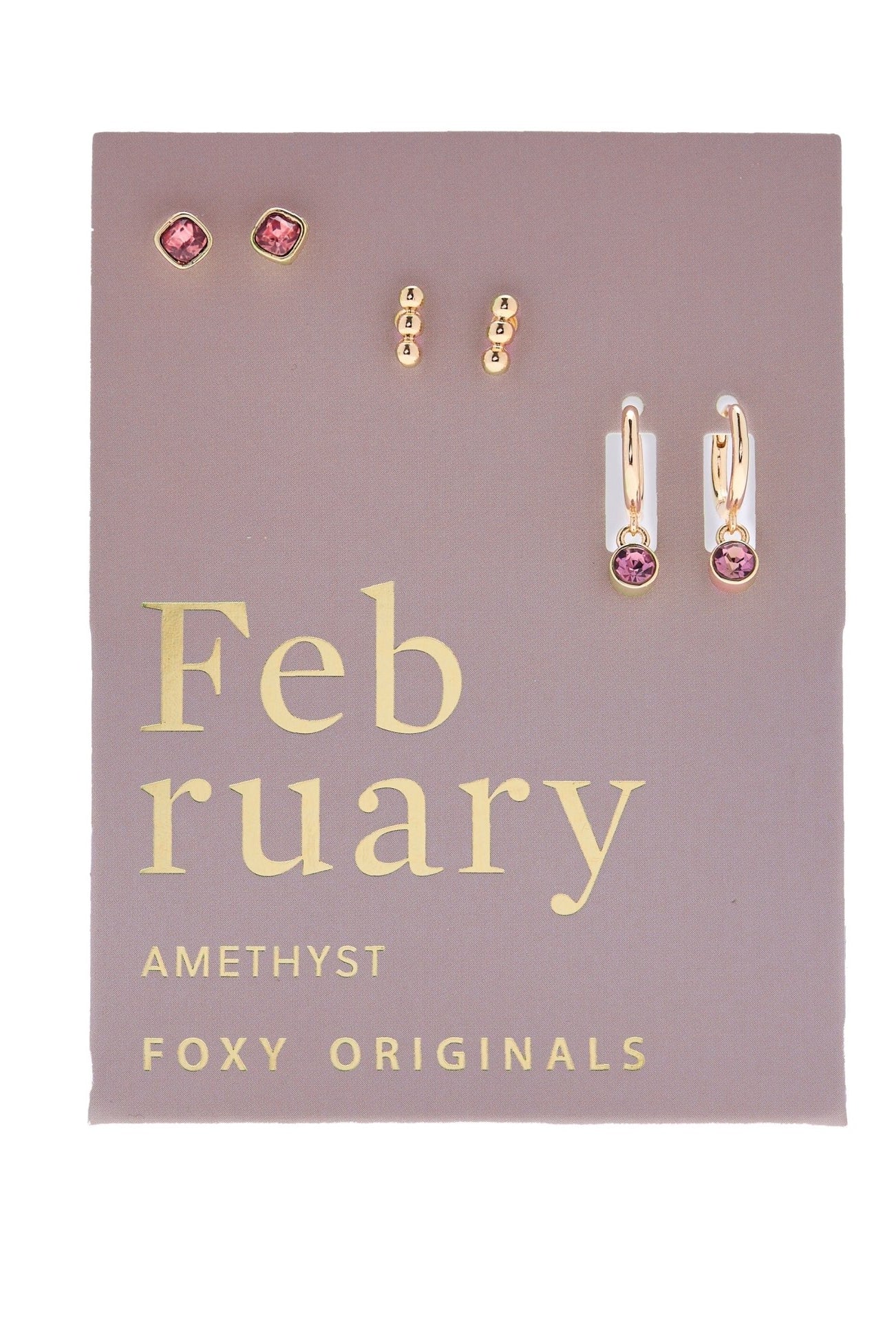 Foxy Originals Birthstone Earrings Gold huggie hoop and stud set — Cloud Nine Pajamas