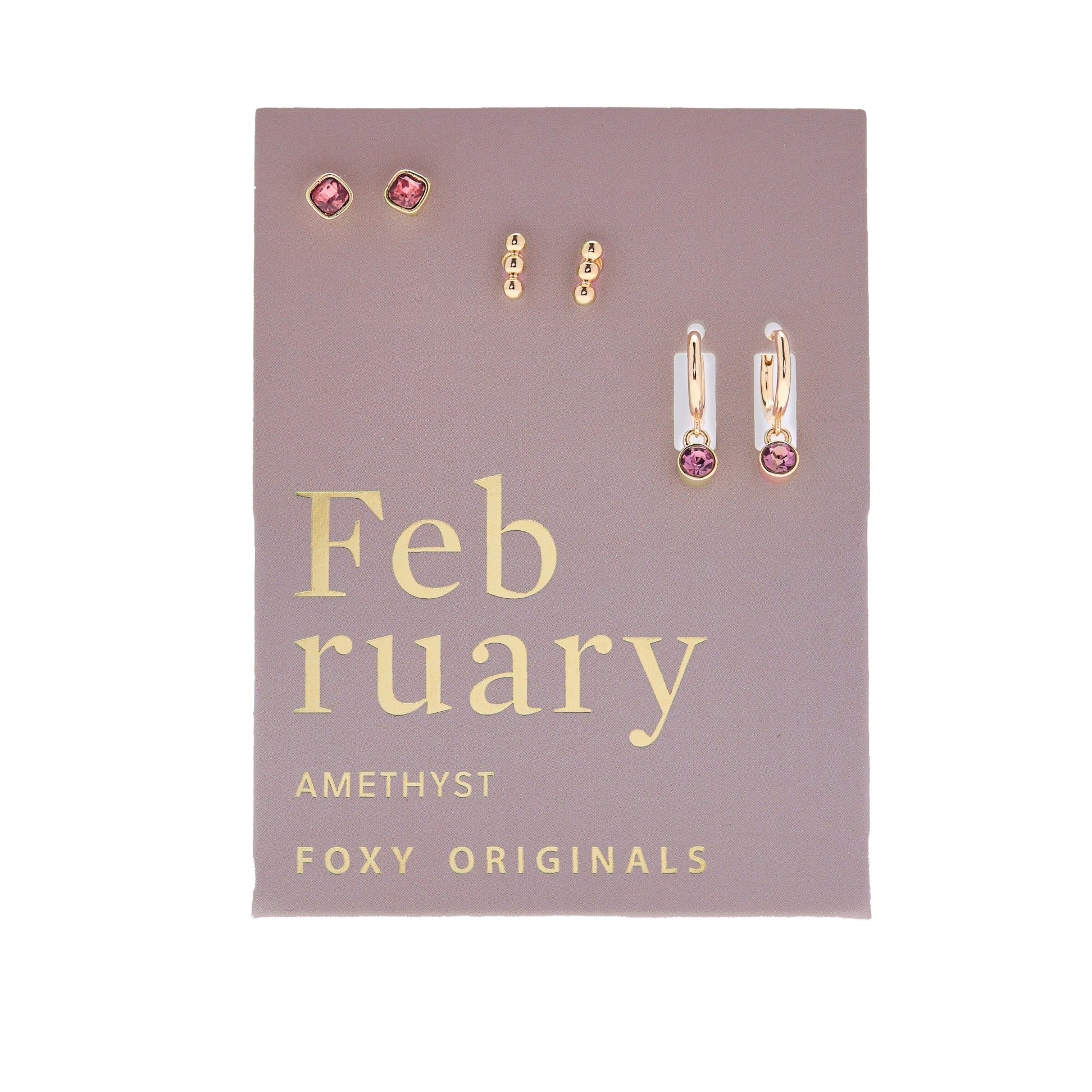Foxy Originals Birthstone Earrings Gold huggie hoop and stud set — Cloud Nine Pajamas
