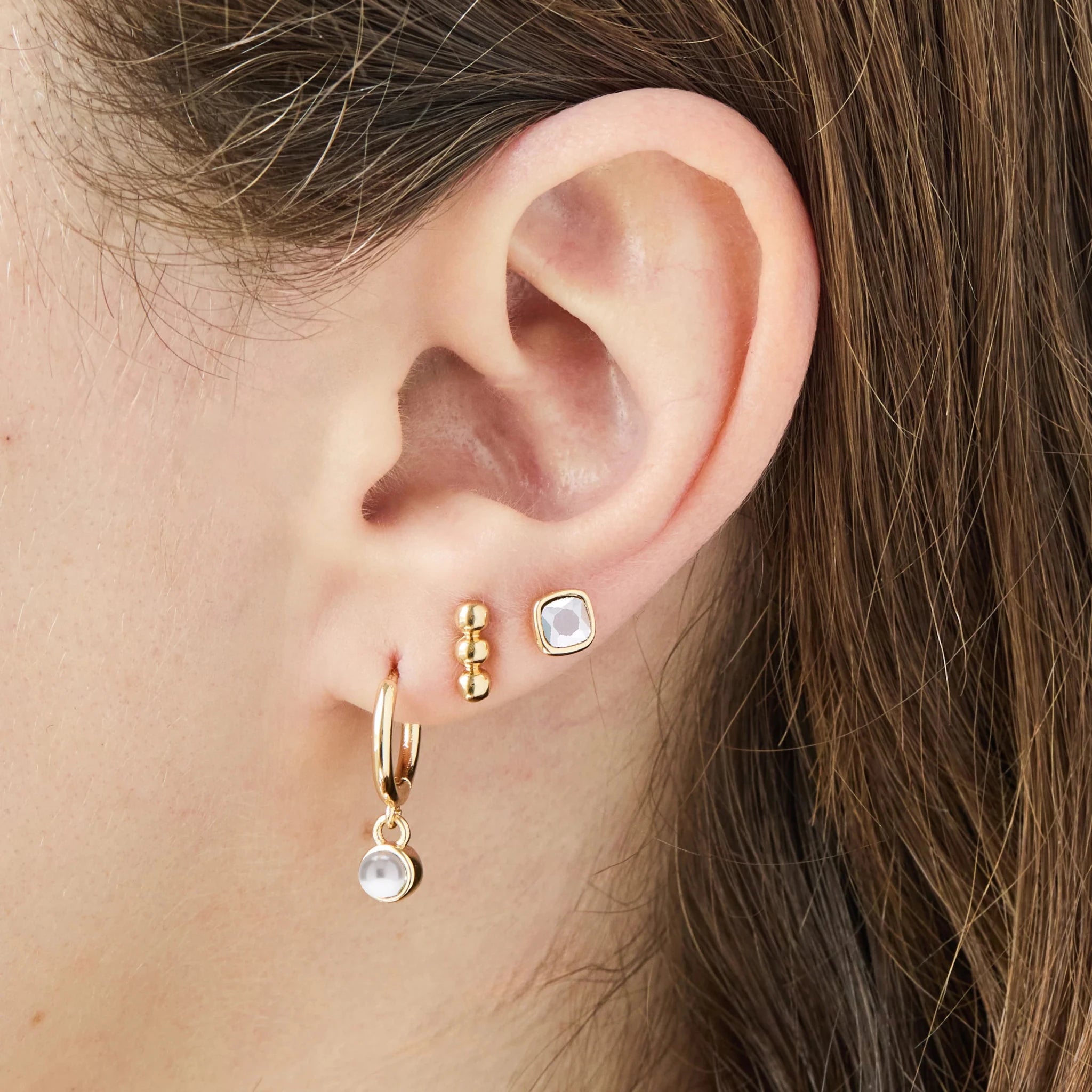 Foxy Originals Birthstone Earrings Gold huggie hoop and stud set — Cloud Nine Pajamas