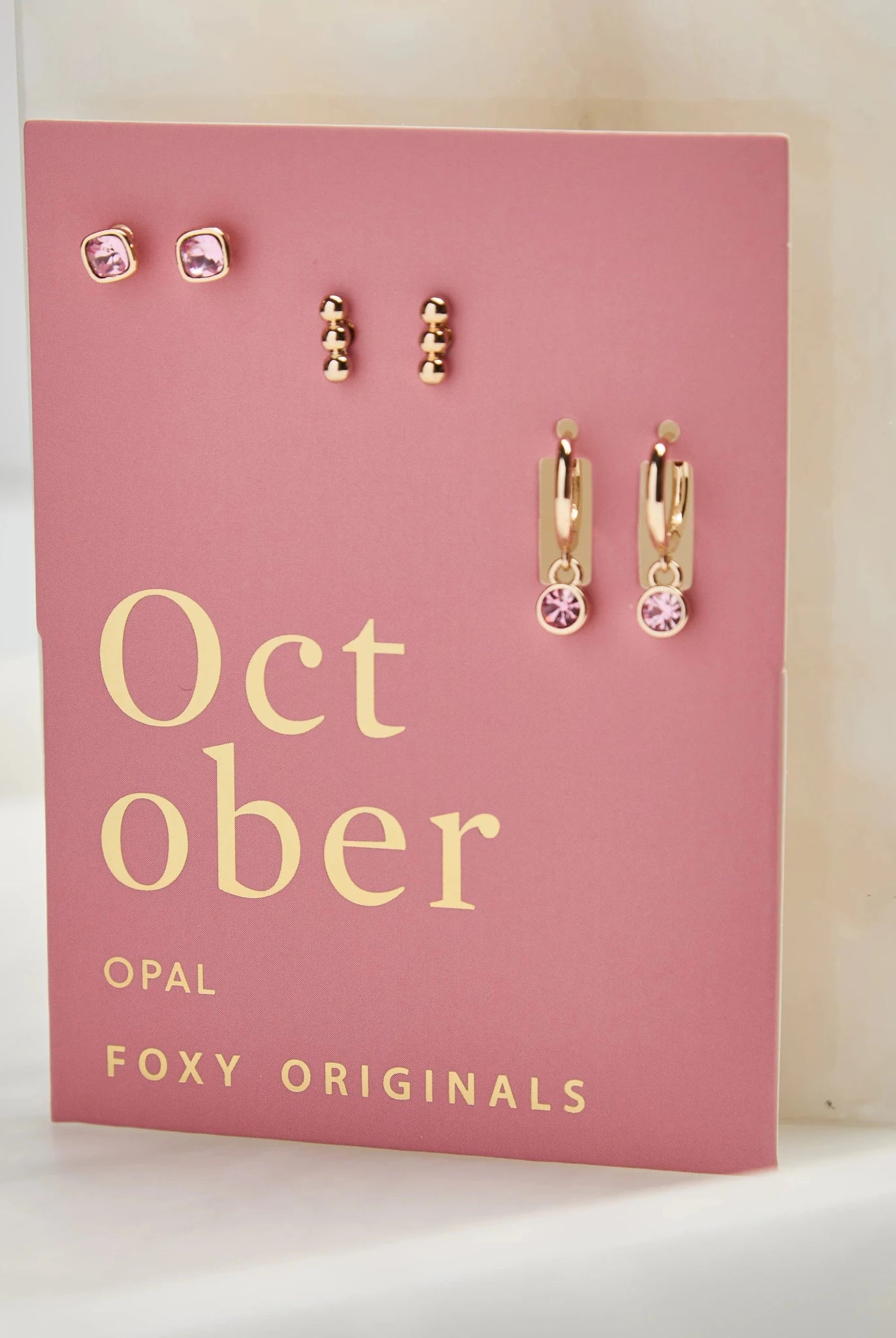 Foxy Originals Birthstone Earrings Gold huggie hoop and stud set — Cloud Nine Pajamas