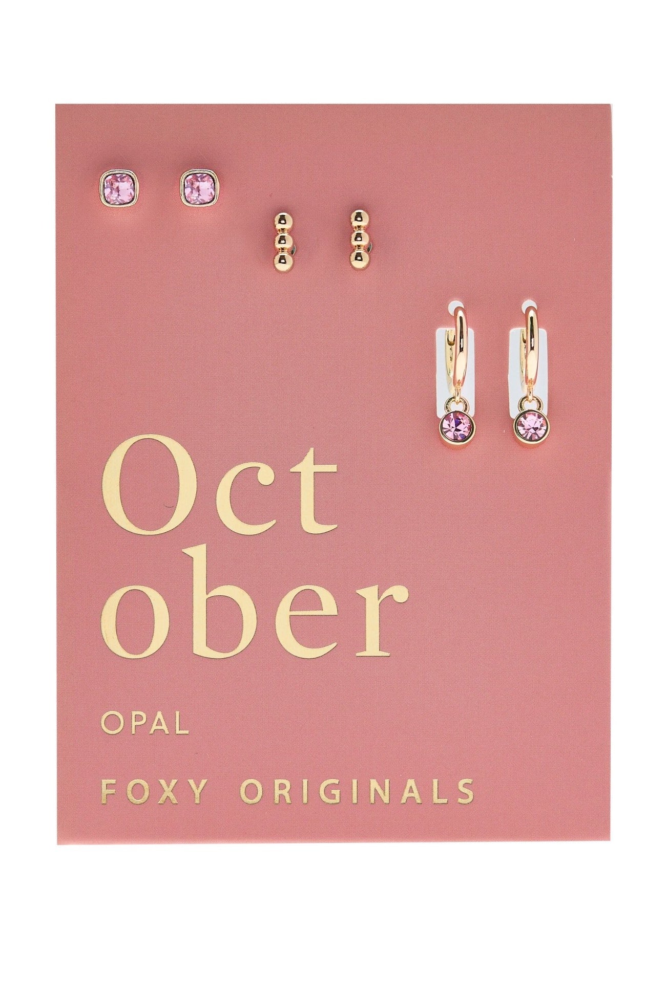 Foxy Originals Birthstone Earrings Gold huggie hoop and stud set — Cloud Nine Pajamas