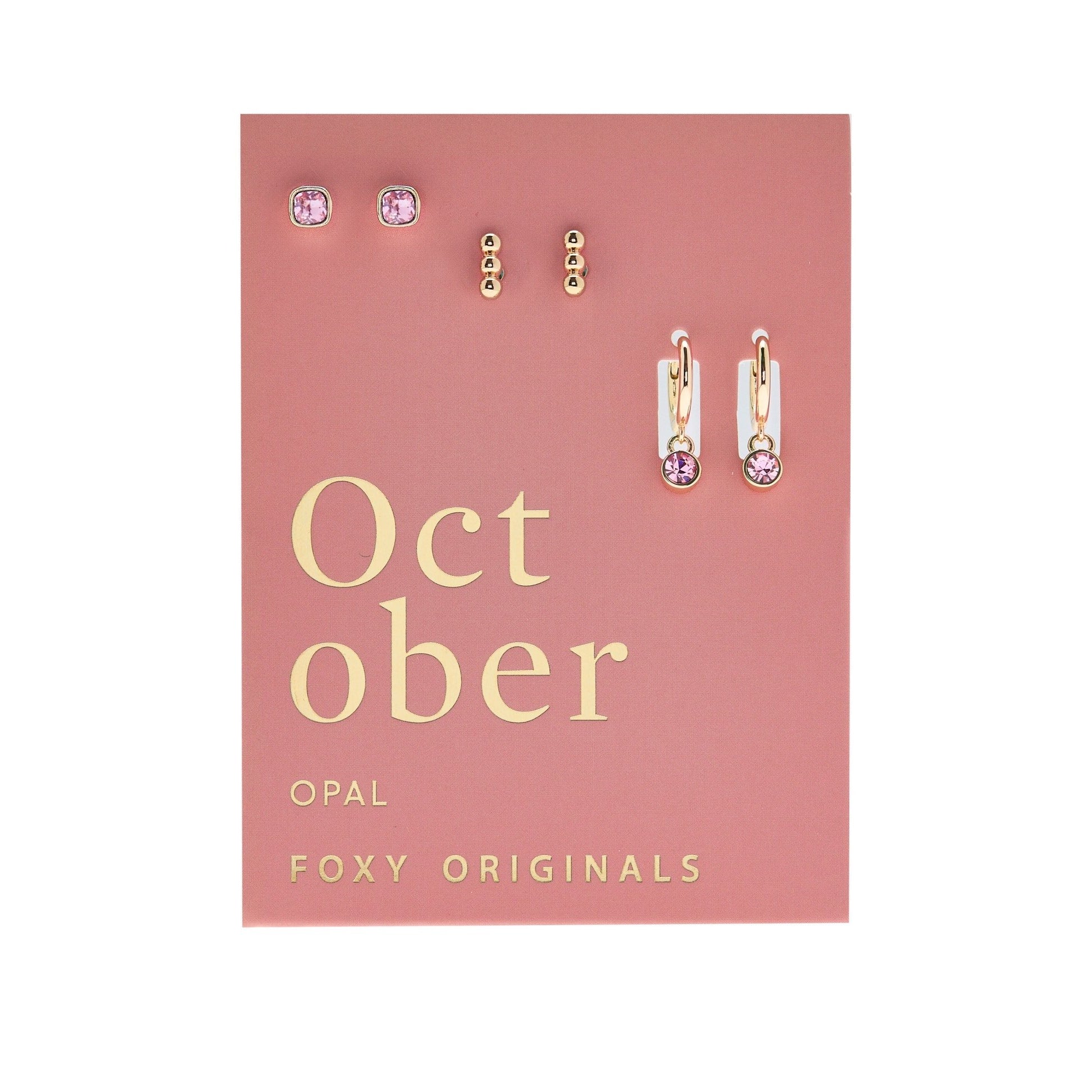 Foxy Originals Birthstone Earrings Gold huggie hoop and stud set — Cloud Nine Pajamas