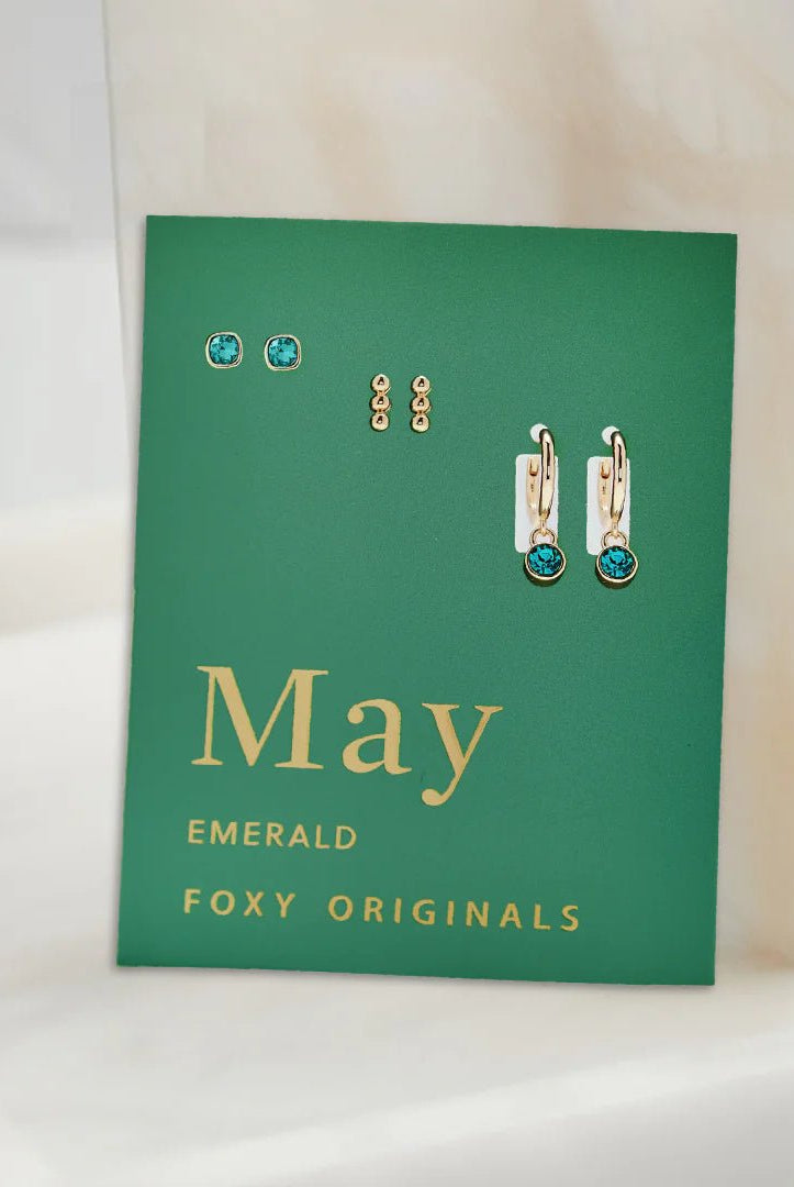 Foxy Originals Birthstone Earrings Gold huggie hoop and stud set — Cloud Nine Pajamas