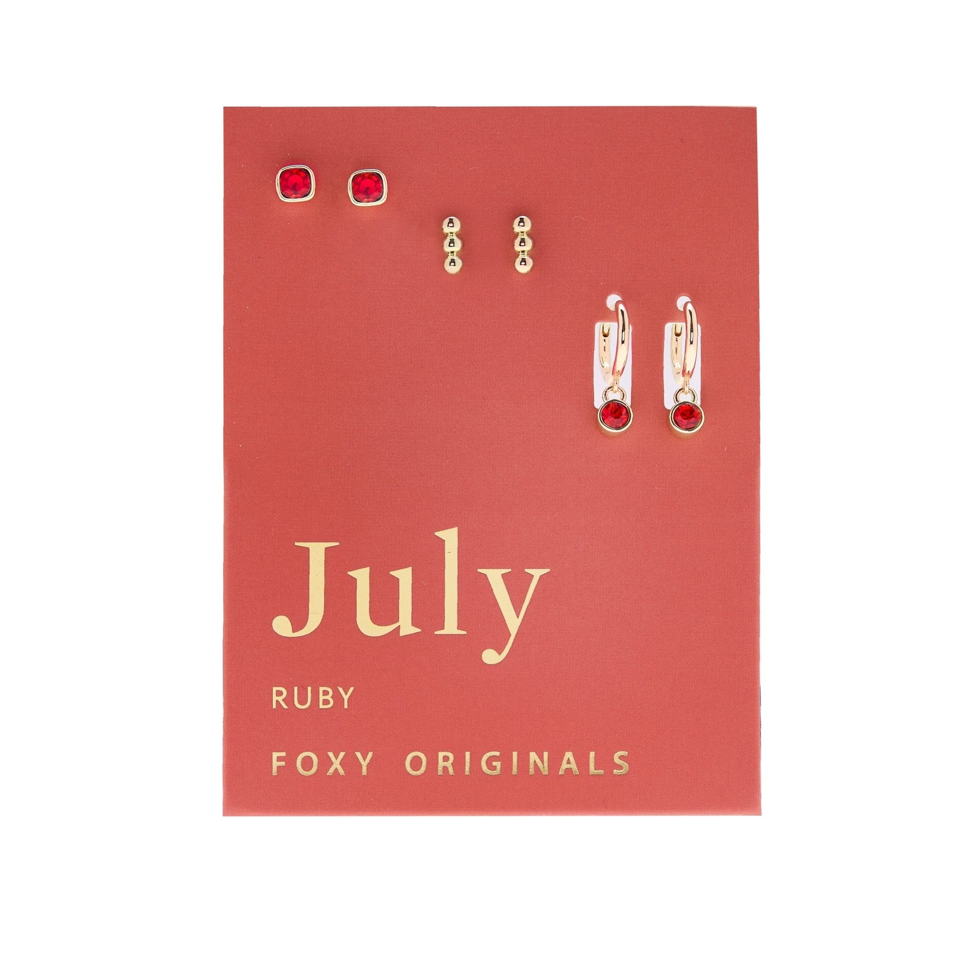 Foxy Originals Birthstone Earrings Gold huggie hoop and stud set — Cloud Nine Pajamas