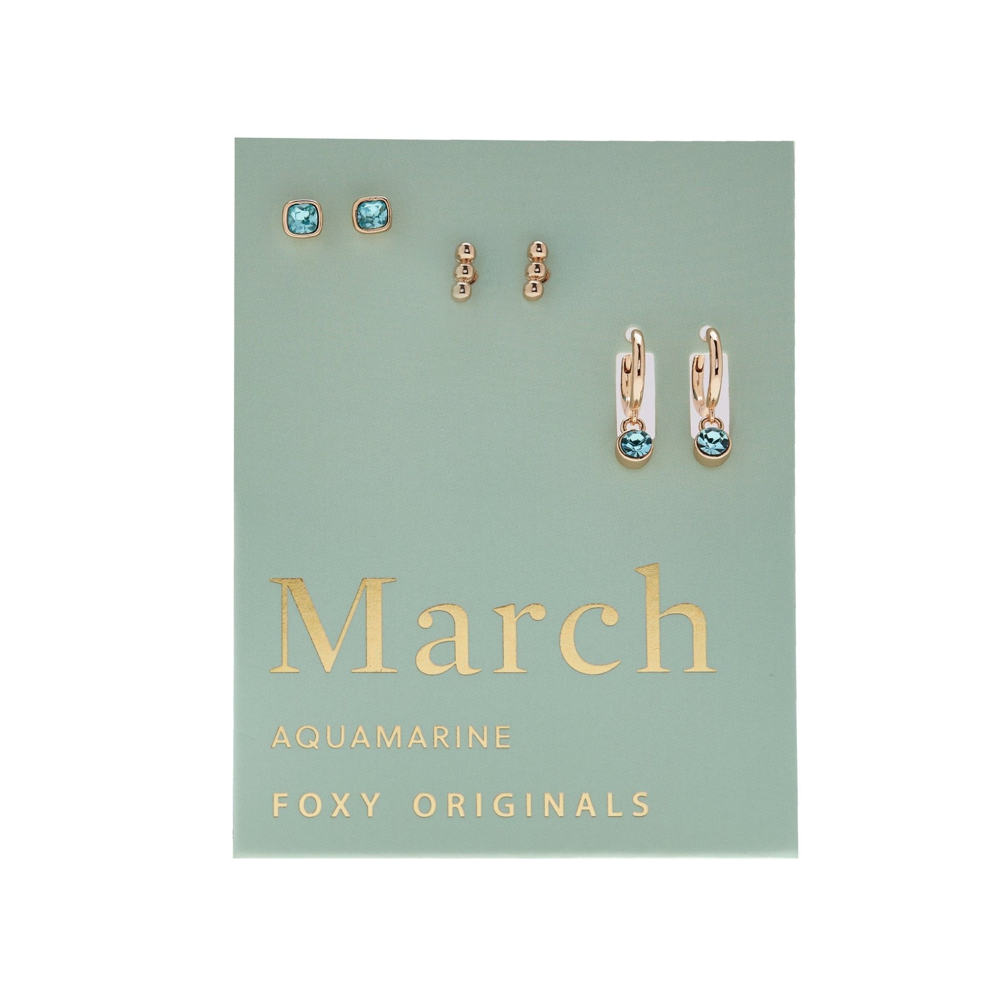 Foxy Originals Birthstone Earrings Gold huggie hoop and stud set — Cloud Nine Pajamas