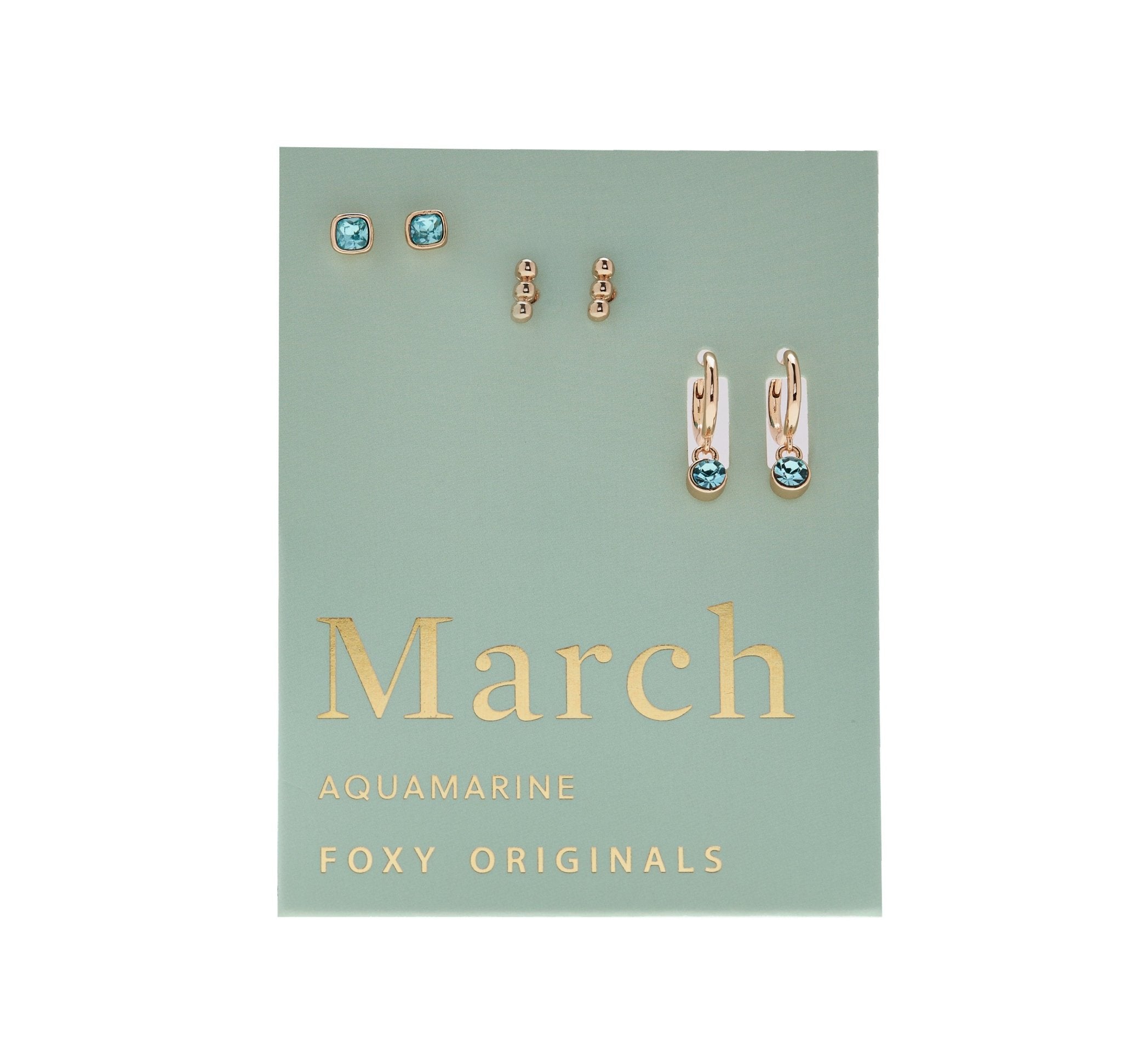 Foxy Originals Birthstone Earrings Gold huggie hoop and stud set — Cloud Nine Pajamas