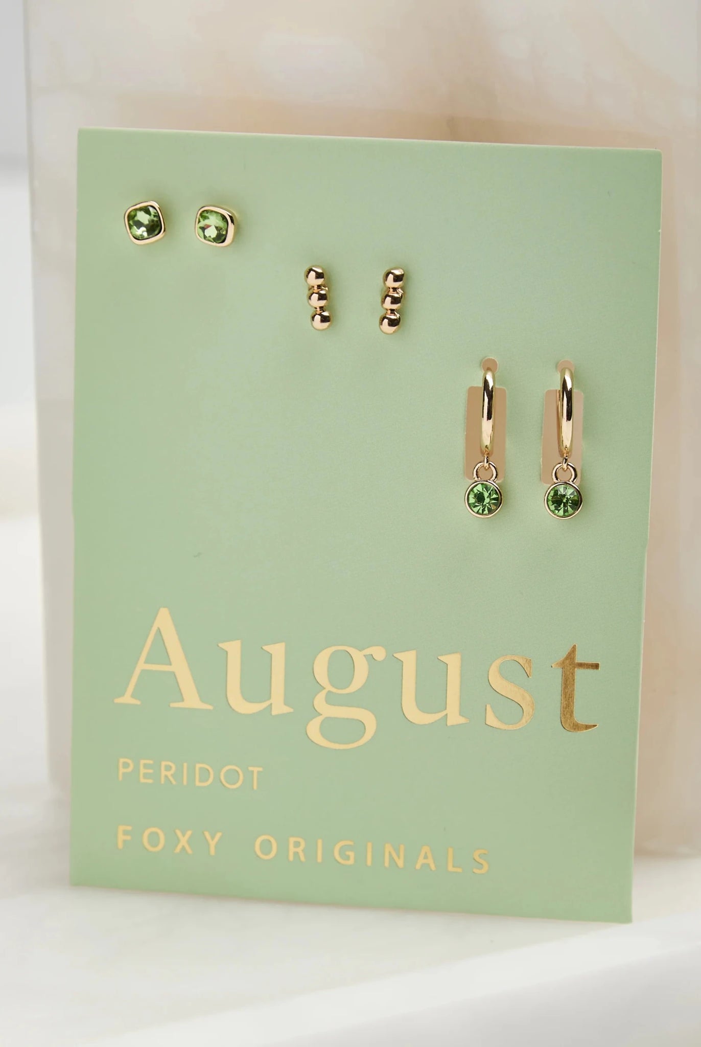 Foxy Originals Birthstone Earrings Gold huggie hoop and stud set — Cloud Nine Pajamas