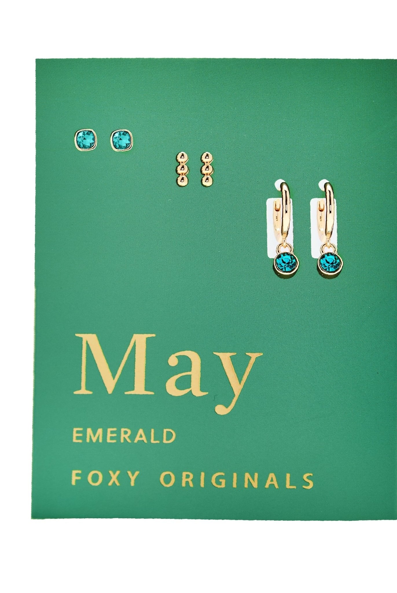 Foxy Originals Birthstone Earrings Gold huggie hoop and stud set — Cloud Nine Pajamas
