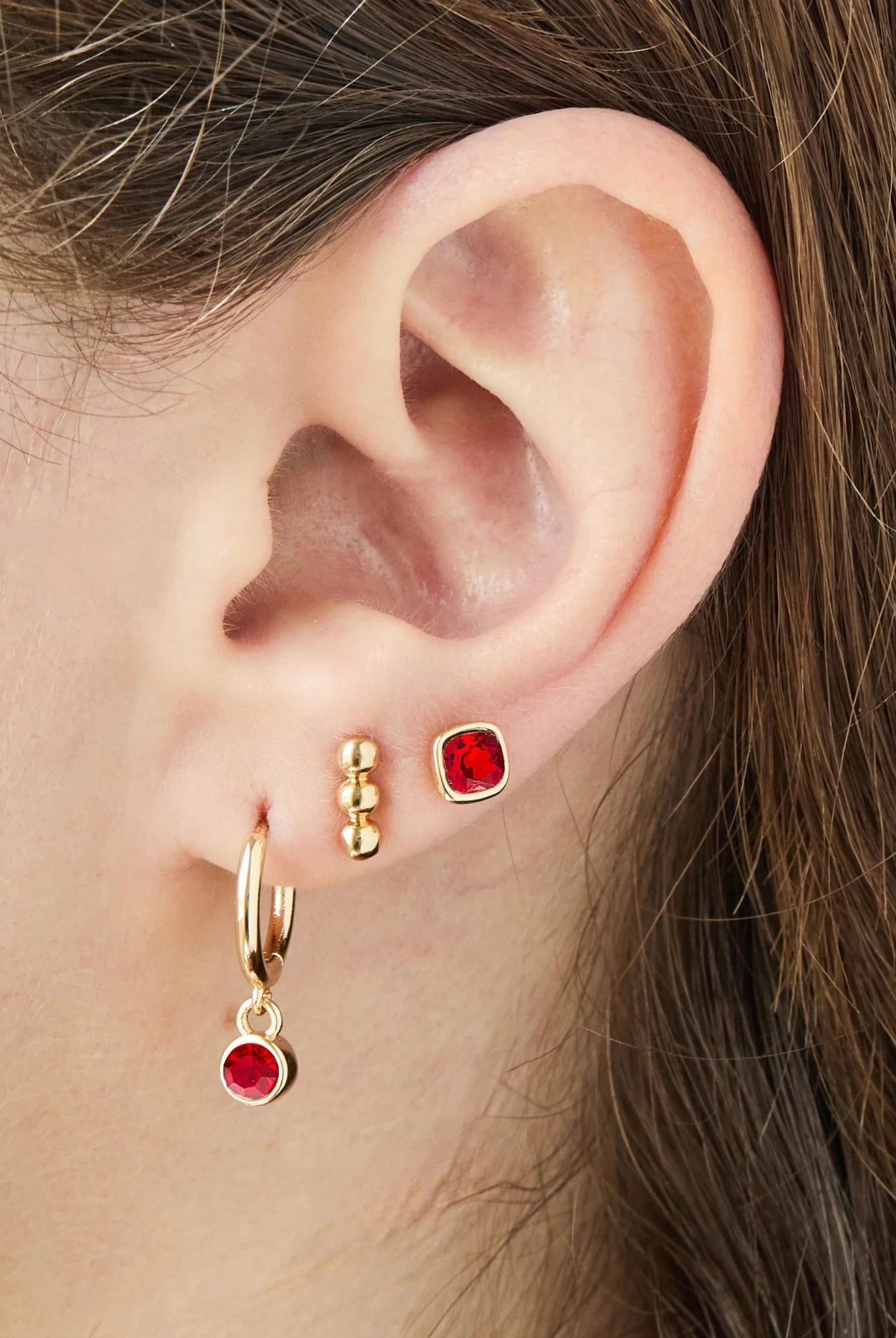Foxy Originals Birthstone Earrings Gold huggie hoop and stud set — Cloud Nine Pajamas