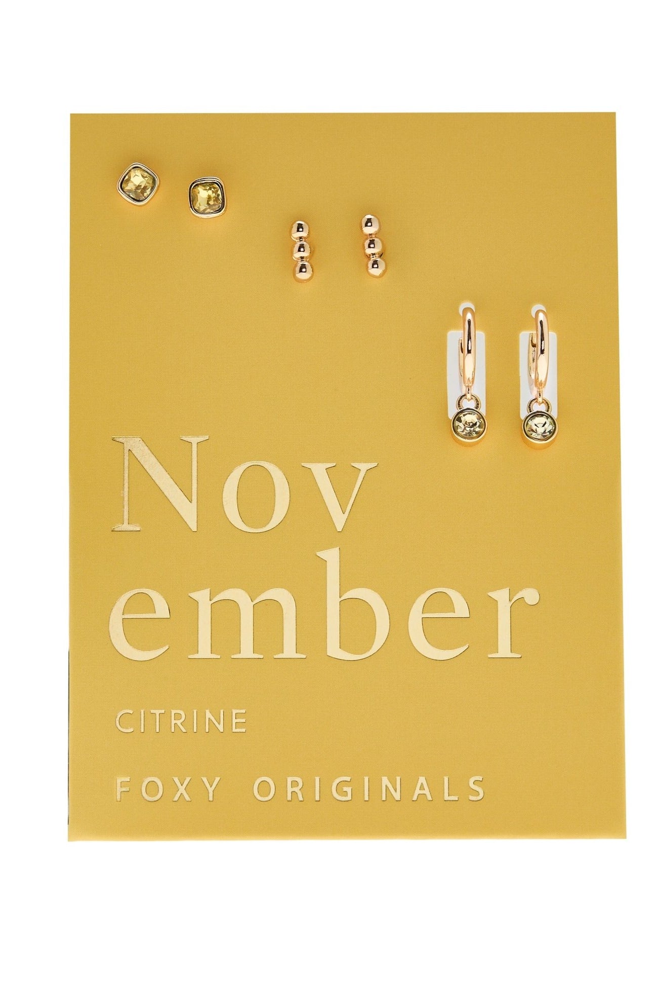 Foxy Originals Birthstone Earrings Gold huggie hoop and stud set — Cloud Nine Pajamas
