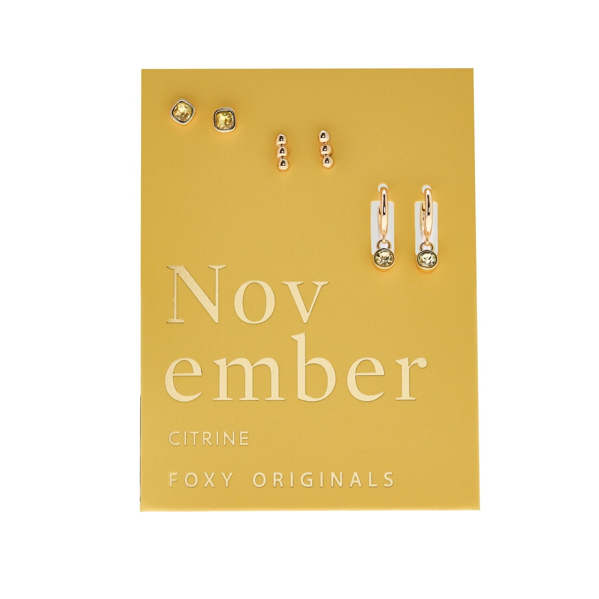 Foxy Originals Birthstone Earrings Gold huggie hoop and stud set — Cloud Nine Pajamas
