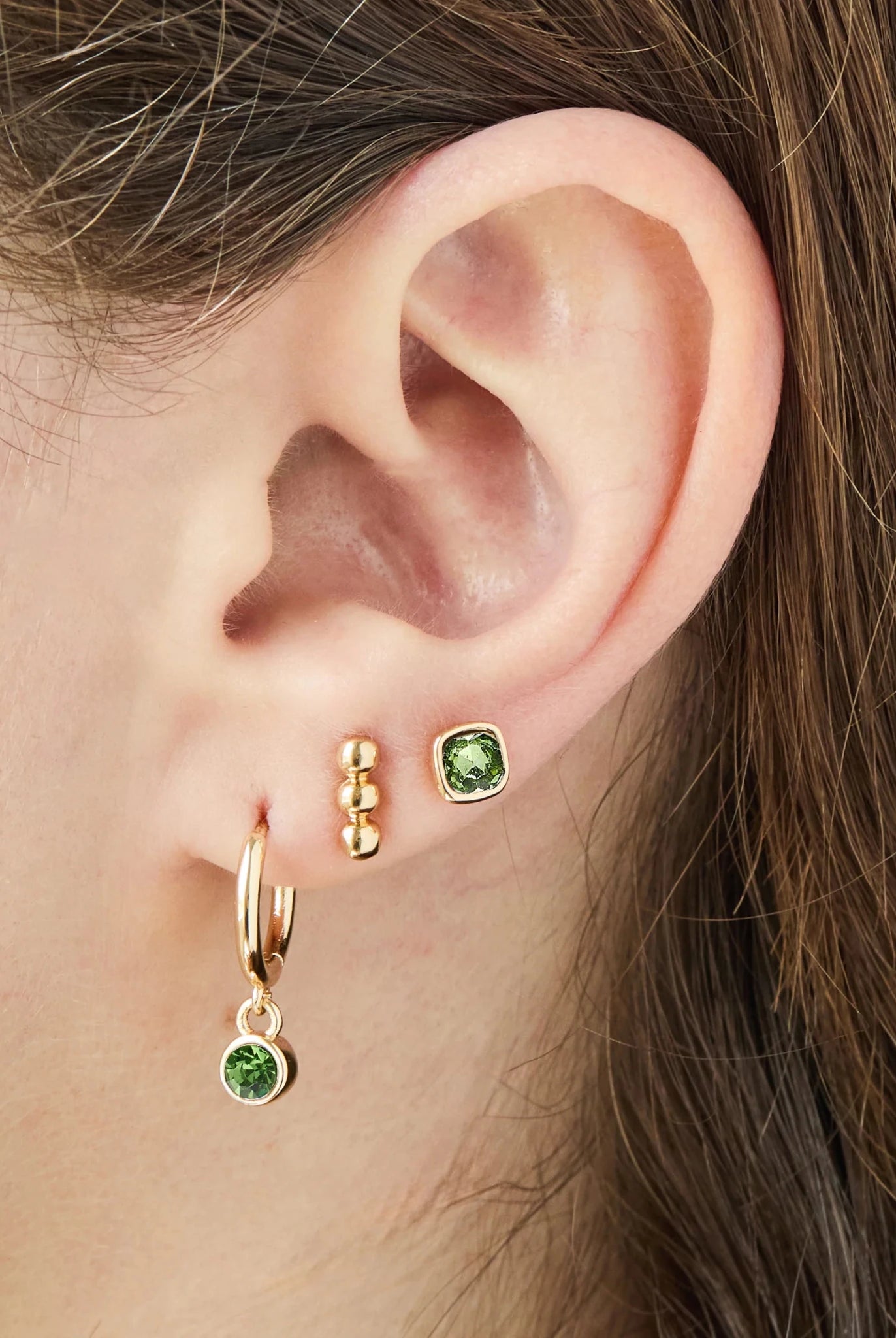 Foxy Originals Birthstone Earrings Gold huggie hoop and stud set — Cloud Nine Pajamas