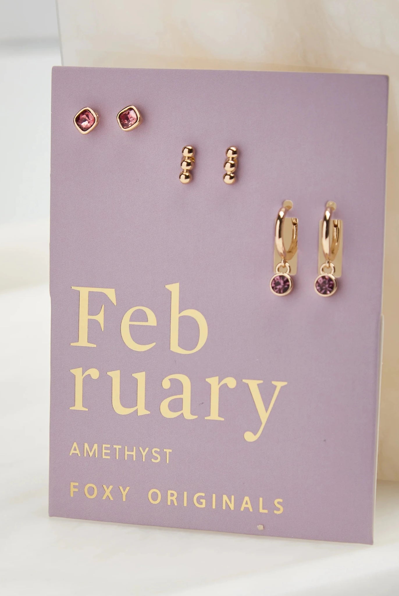 Foxy Originals Birthstone Earrings Gold huggie hoop and stud set — Cloud Nine Pajamas
