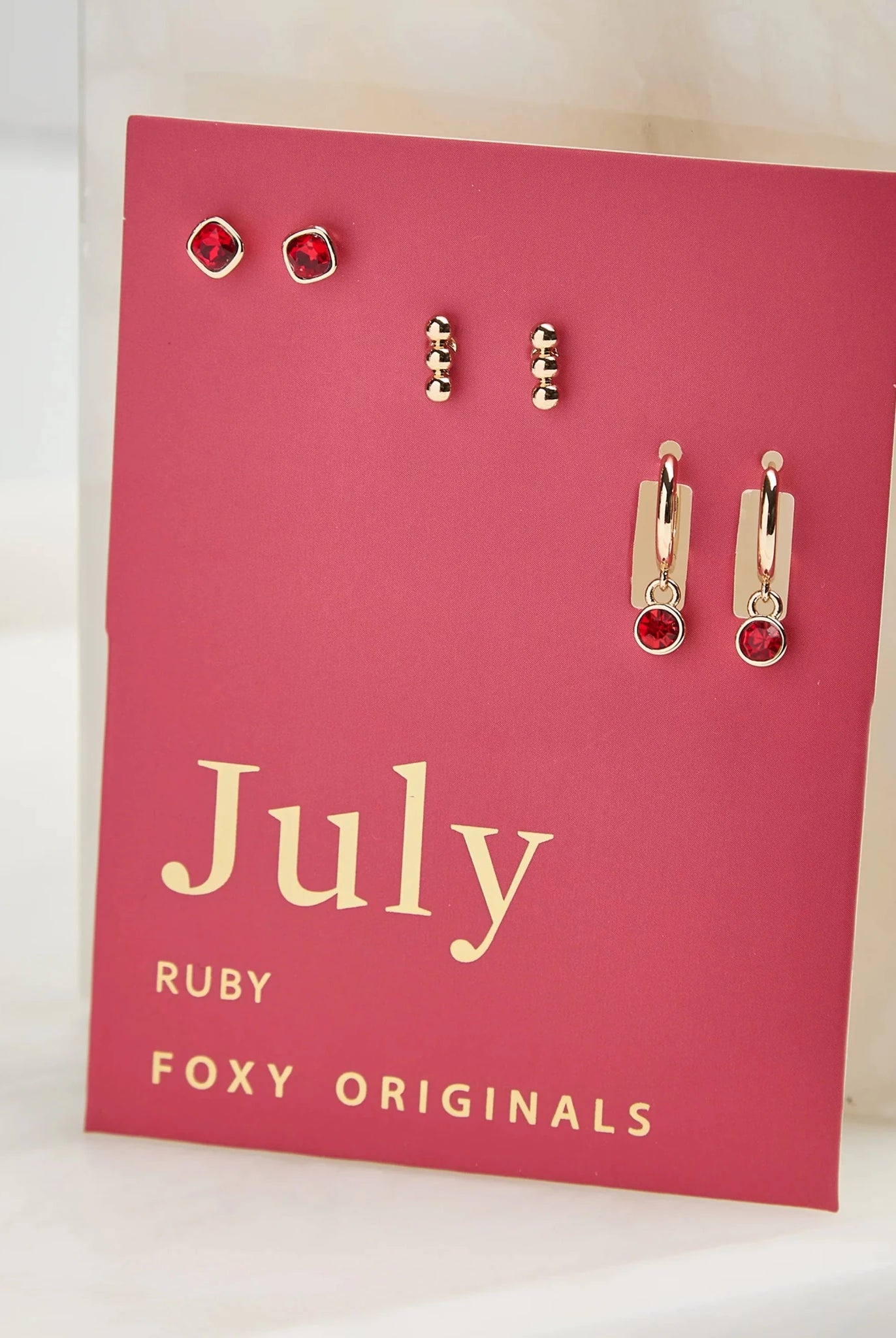 Foxy Originals Birthstone Earrings Gold huggie hoop and stud set — Cloud Nine Pajamas