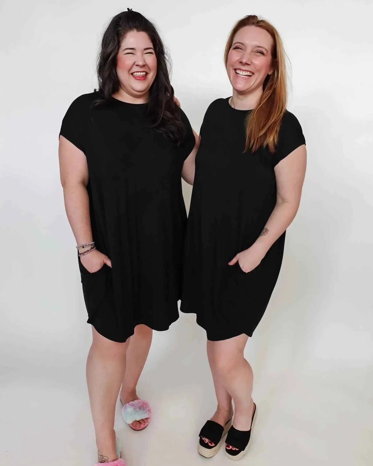 Georgia Rylan Women's Bamboo Pleated Dress with Pockets in Black
