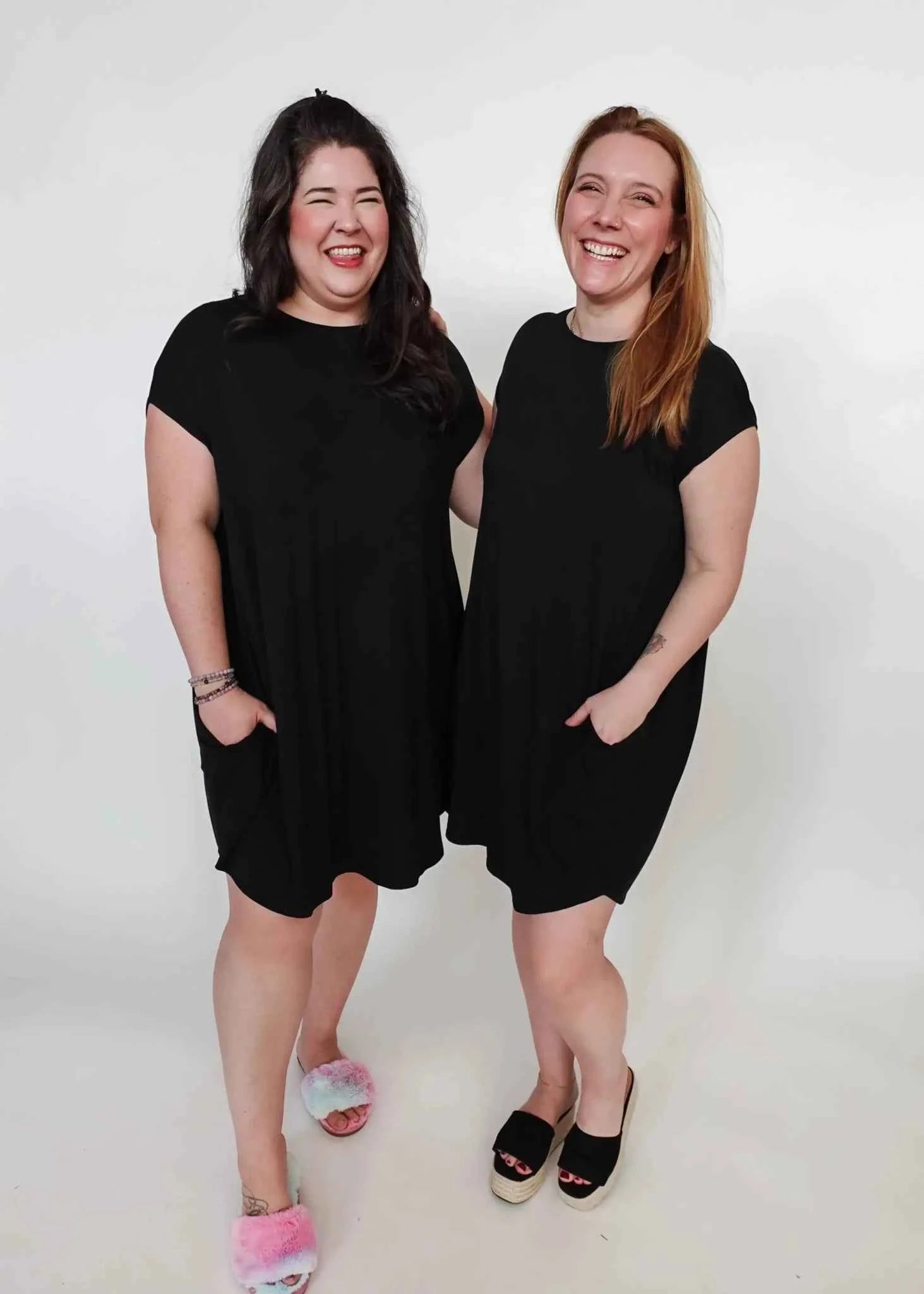 Georgia Rylan Women's Bamboo Pleated Dress with Pockets in Black