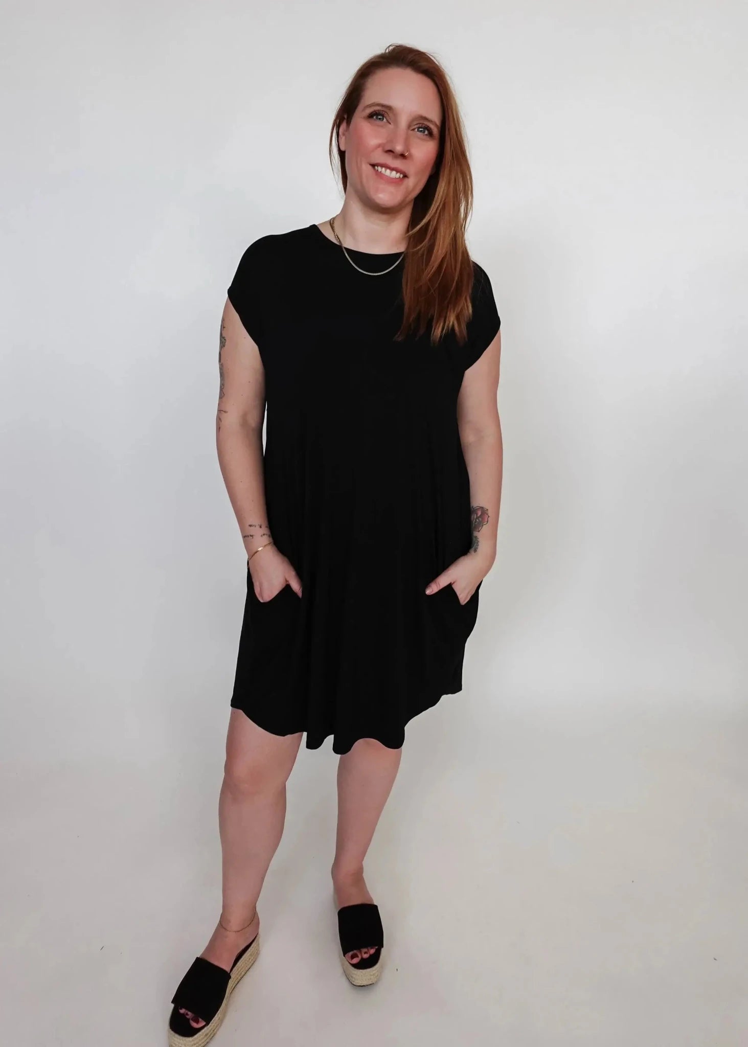 Dress Pleated with Pockets - Bamboo | Black Beauty