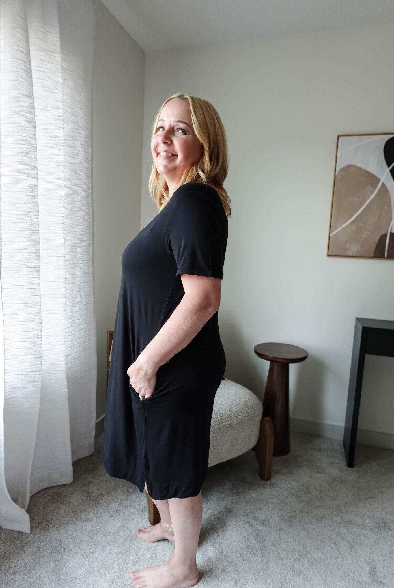 Black Beauty Nightshirt V Neck With Pockets Bamboo