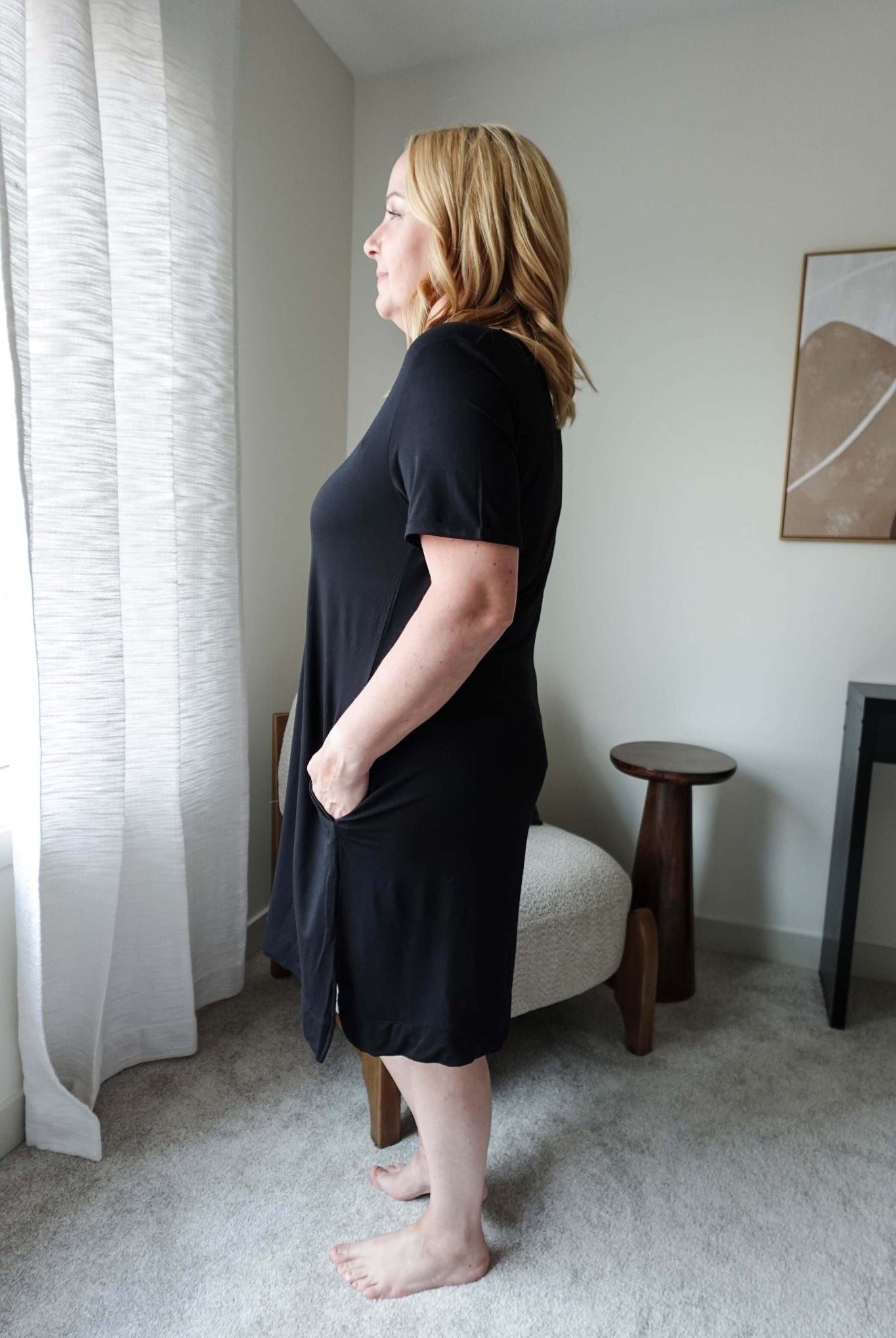 Black Beauty Nightshirt V Neck With Pockets Bamboo